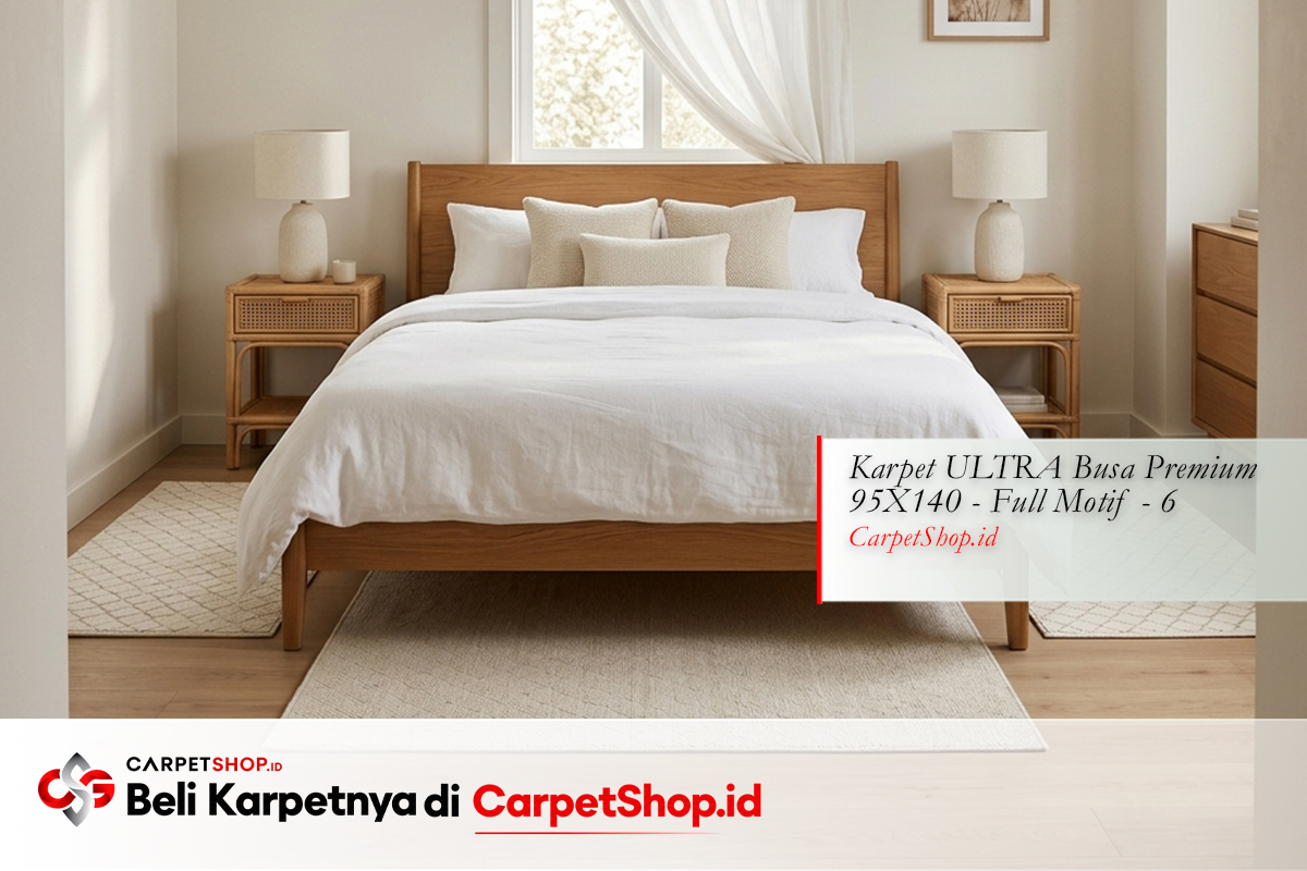 Kamar tidur 4x4 Japandi karpet krem tenang dengan Karpet ULTRA Busa Premium 95X140 Full Motif 6