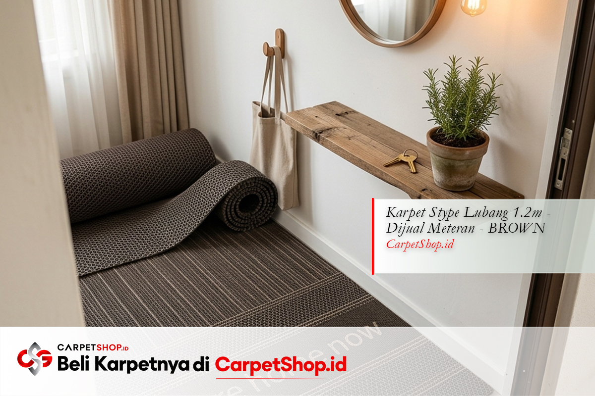 Keset coklat hangat pintu masuk dengan Keset Stype Lubang 1.2m Warna Brown