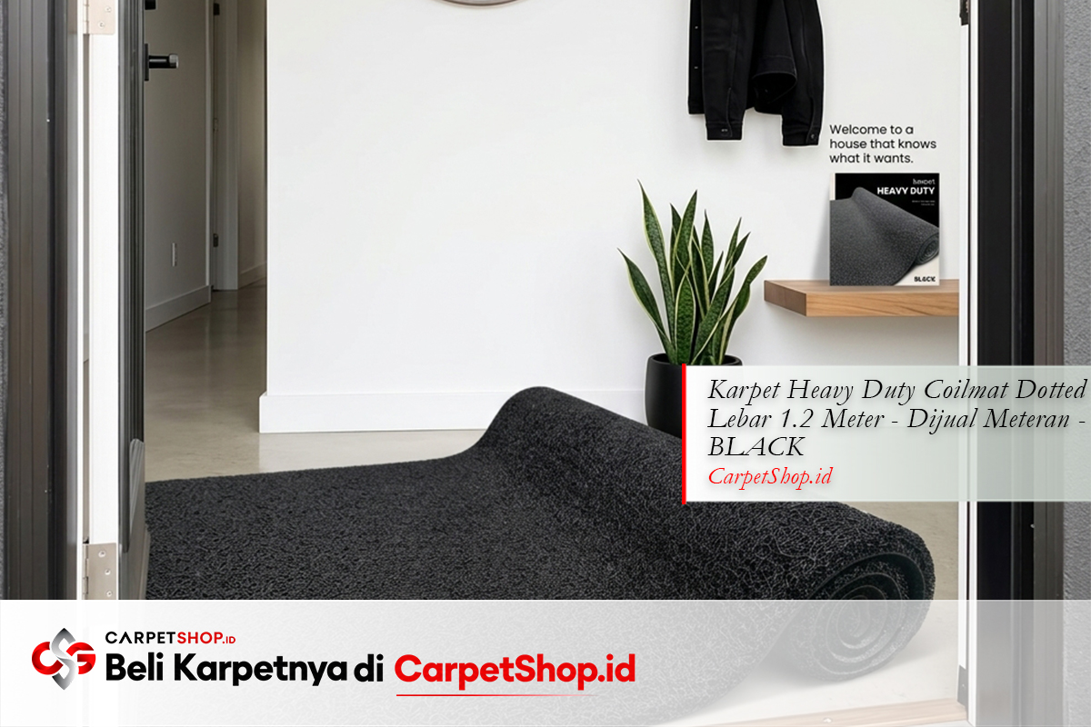 Keset hitam tegas foyer pintu masuk dengan Karpet Heavy Duty Coilmat Dotted Black