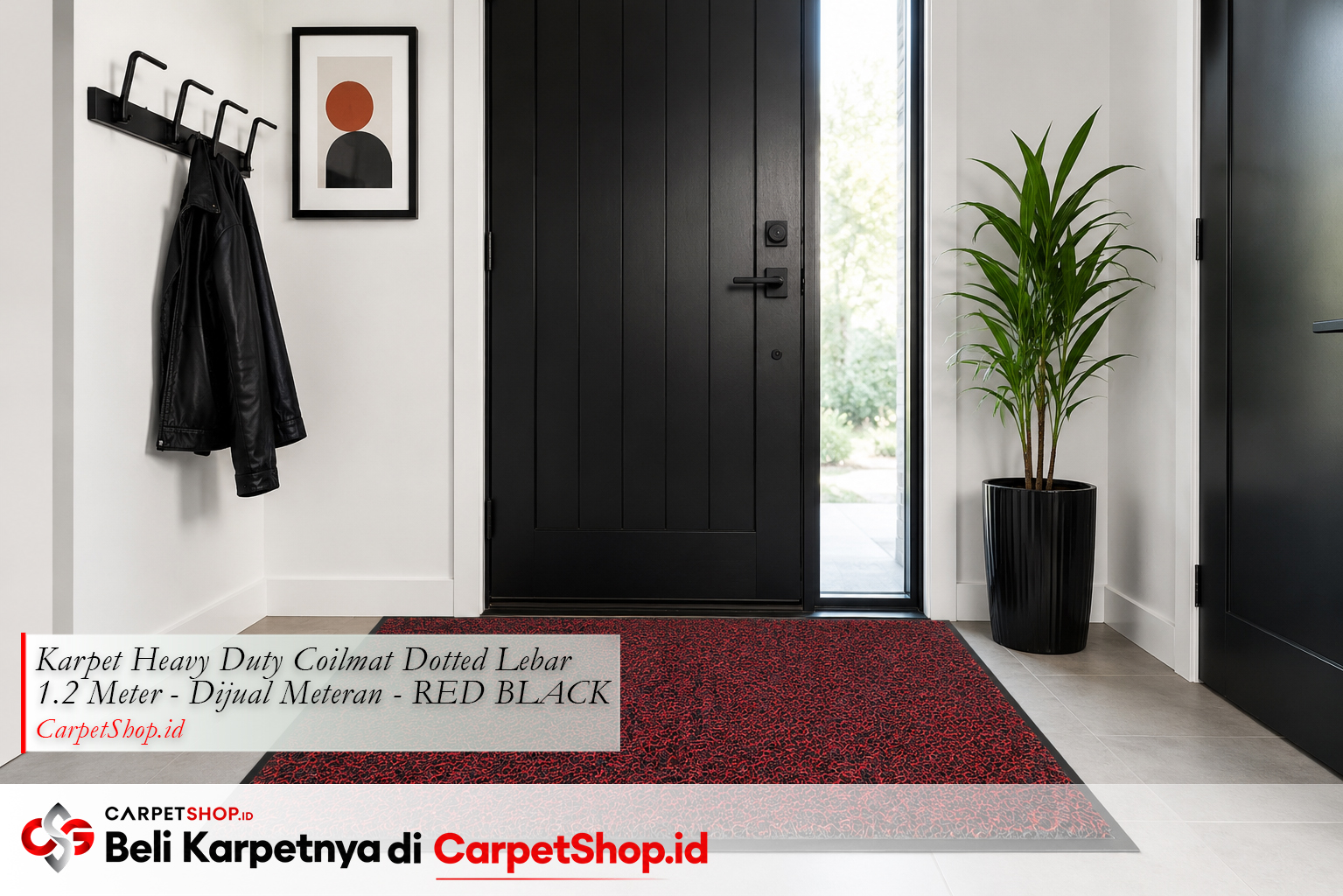 Keset merah hitam untuk foyer bold, Karpet Heavy Duty Coilmat Red Black