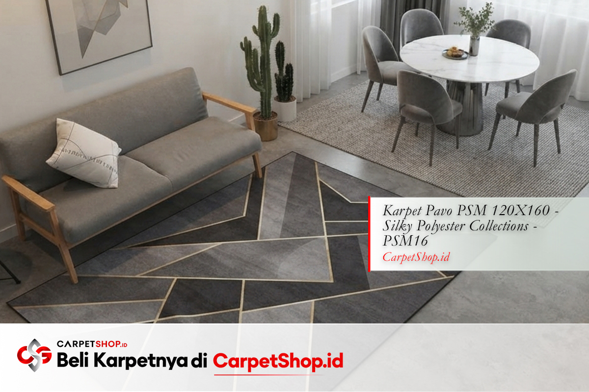 Open plan Contemporary dua zona satu tone dengan Karpet Pavo PSM 120X160 Silky Polyester PSM16