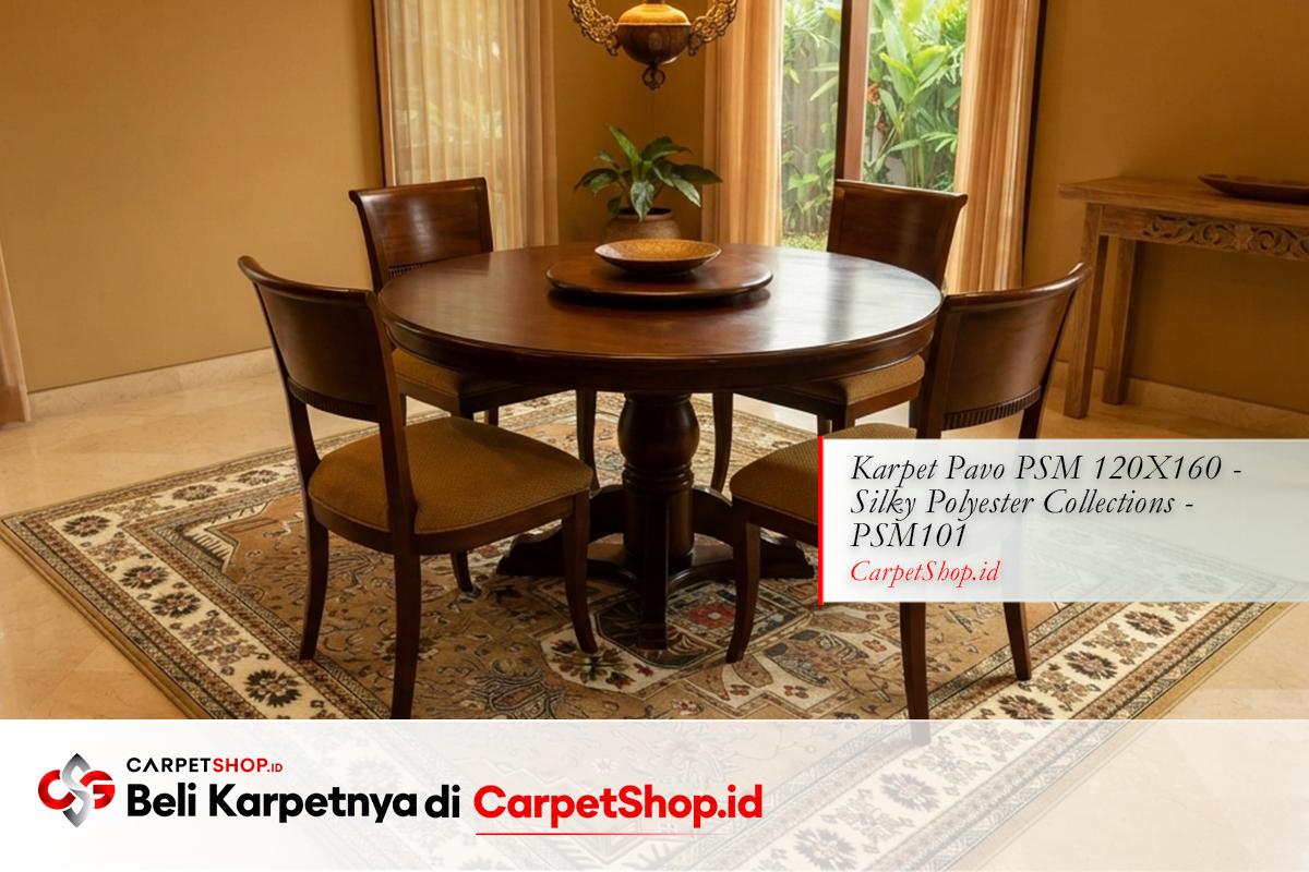 Ruang makan opsional panduan karpet dengan Karpet Pavo PSM 120X160 Silky Polyester PSM101