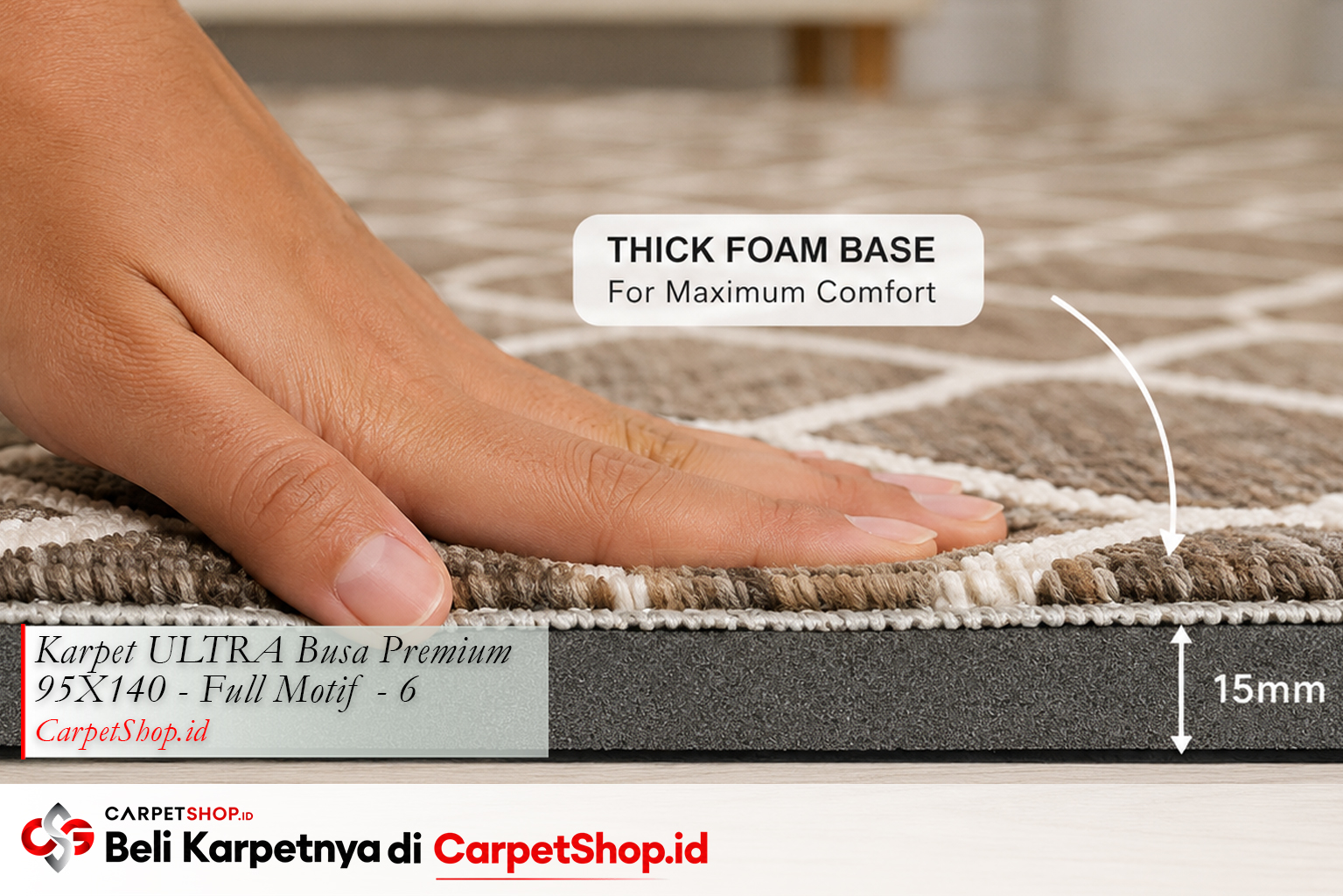 Panduan ukuran karpet untuk mushola yang mencakup area sujud -- Karpet ULTRA Busa Premium 95X140 Full Motif 6