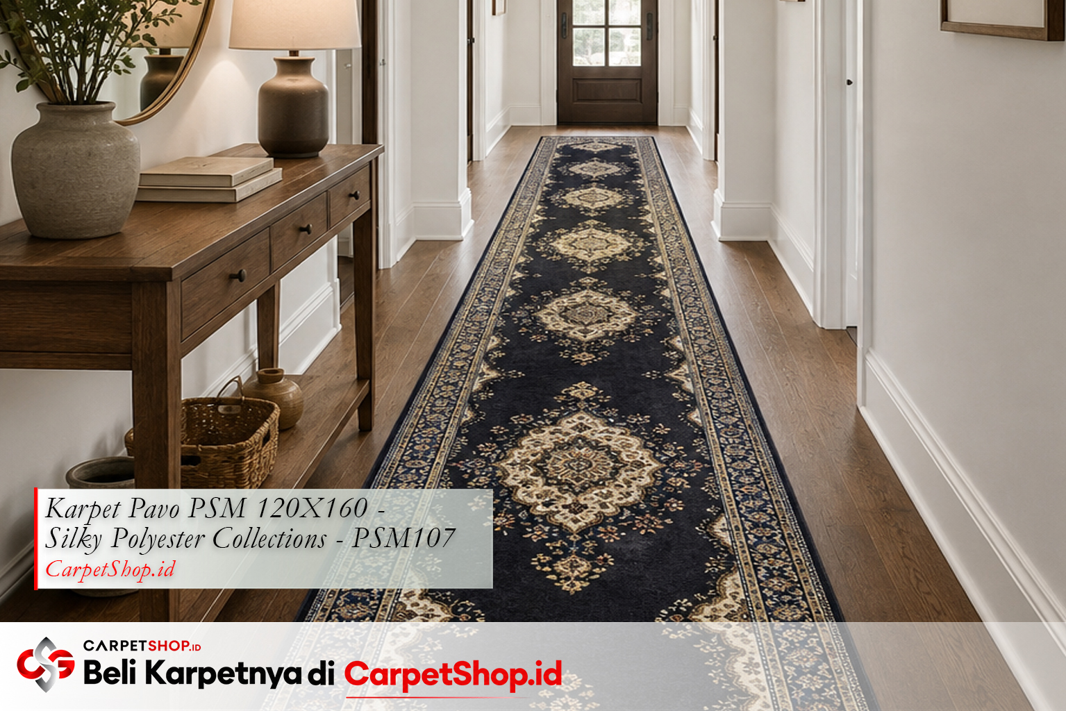 Posisi runner karpet di koridor foyer, Karpet Pavo PSM 120X160 Silky Polyester PSM107