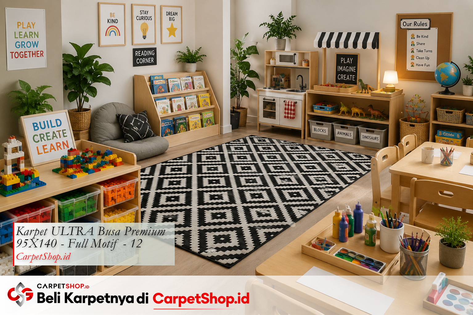 Ruang bermain anak edukatif dengan Karpet ULTRA Busa Premium 95X140 Full Motif 12