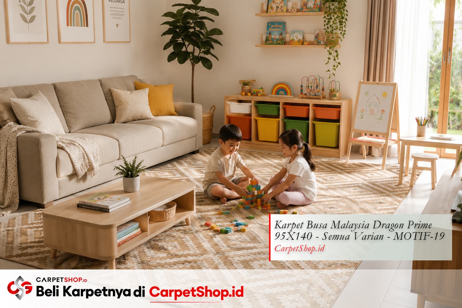 Ruang keluarga ramah anak dengan Karpet Dragon Prime 95X140 MOTIF-19