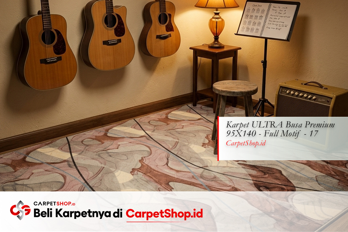 Ruang gitar acoustic karpet earth tone dengan Karpet ULTRA Busa Premium 95X140 Full Motif 17