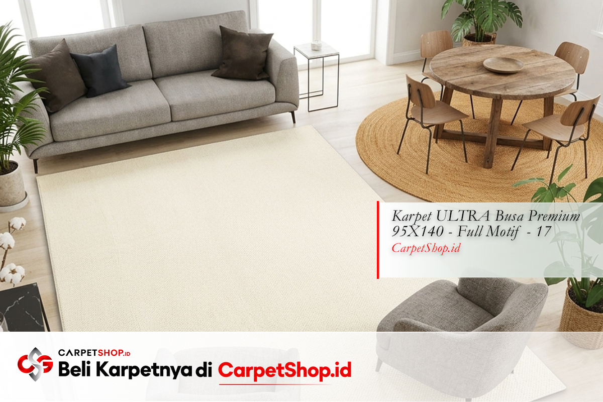 Ruang tamu 5x6 dua zona karpet tamu dan makan dengan Karpet ULTRA Busa Premium 95X140 Full Motif 17
