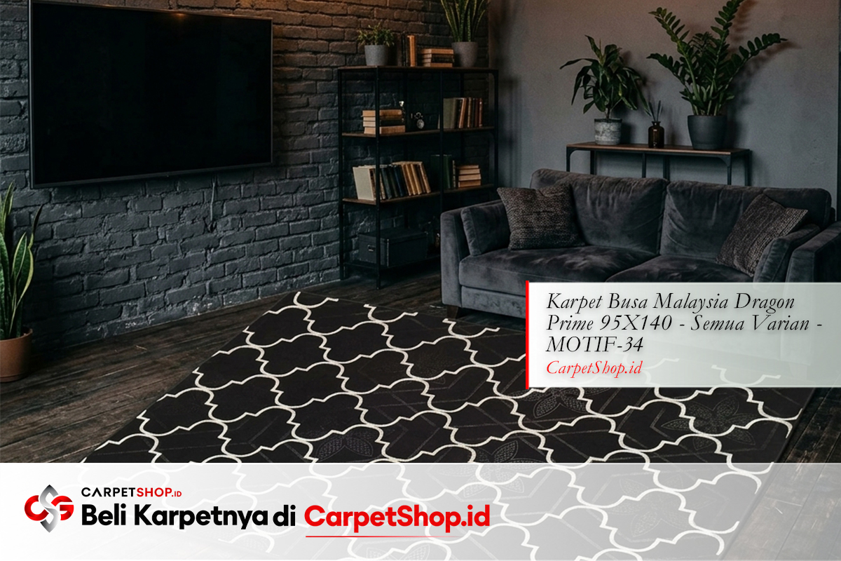 Ruang TV keluarga Industrial karpet hitam trellis dengan Karpet Dragon Prime 95X140 MOTIF-34