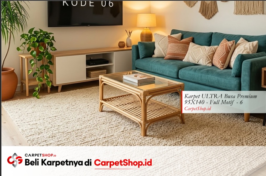 Karpet earth tone cocok untuk sofa teal biru hijau dengan Karpet ULTRA Busa Premium 95X140 Full Motif 6