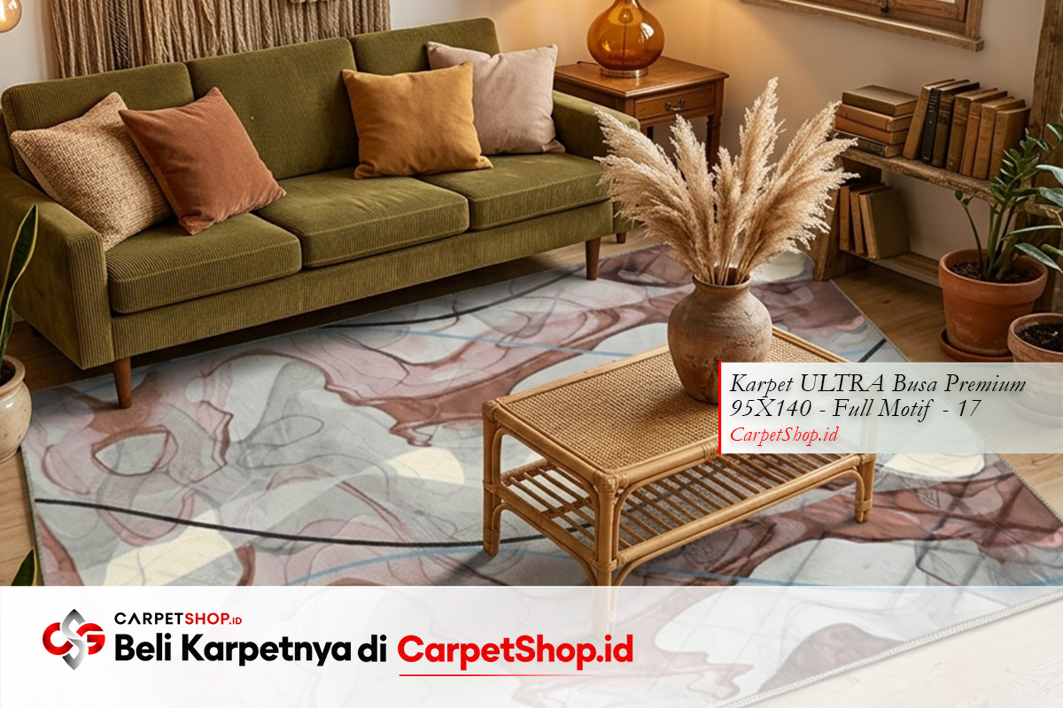 Karpet earth tone cocok untuk sofa olive hijau dengan Karpet ULTRA Busa Premium 95X140 Full Motif 17
