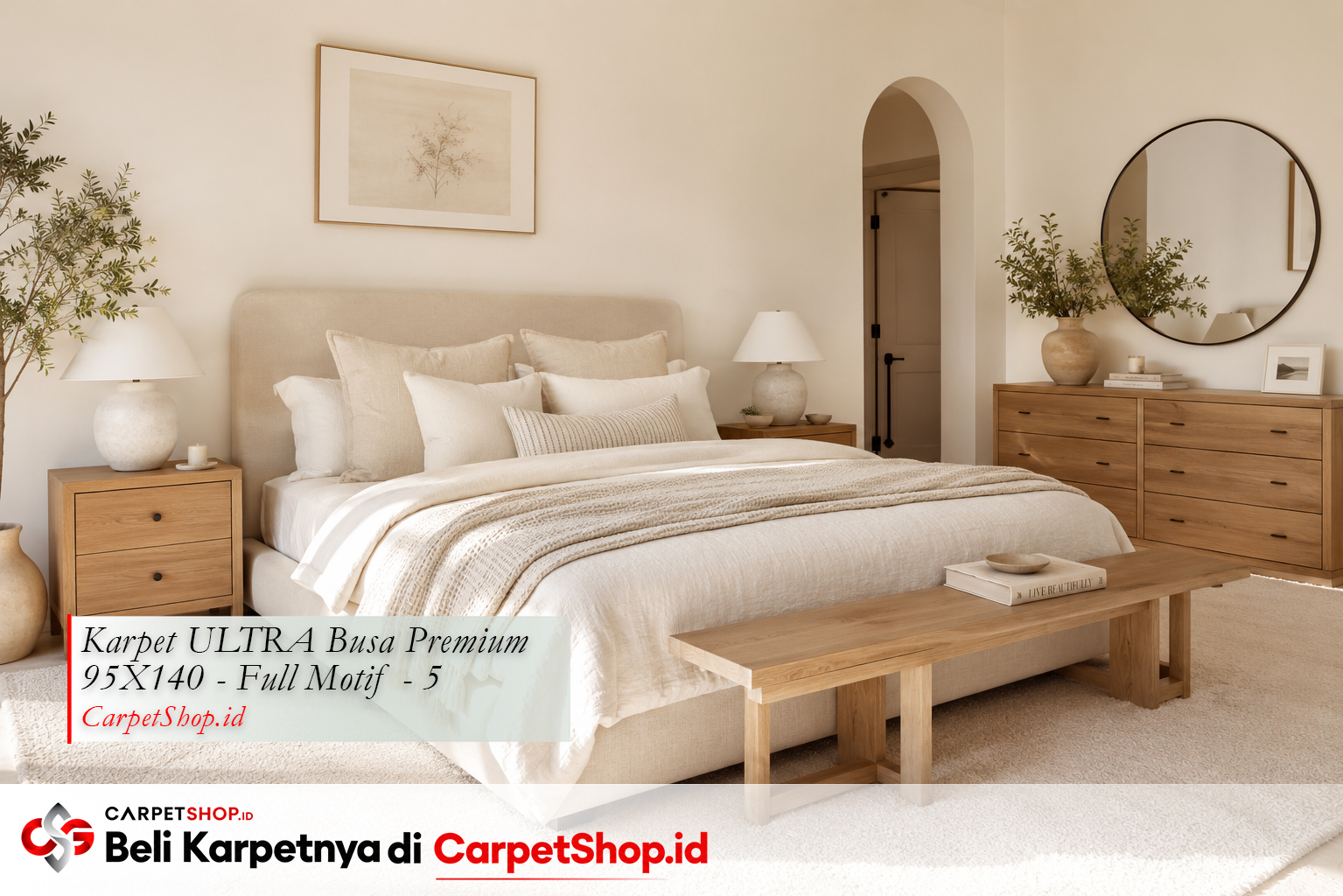 Tren karpet warm white dan cream 2026, Karpet ULTRA Busa Premium 95X140 Full Motif 5