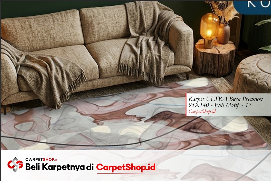 Karpet earth tone cocok untuk dinding hijau tua dengan Karpet ULTRA Busa Premium 95X140 Full Motif 17
