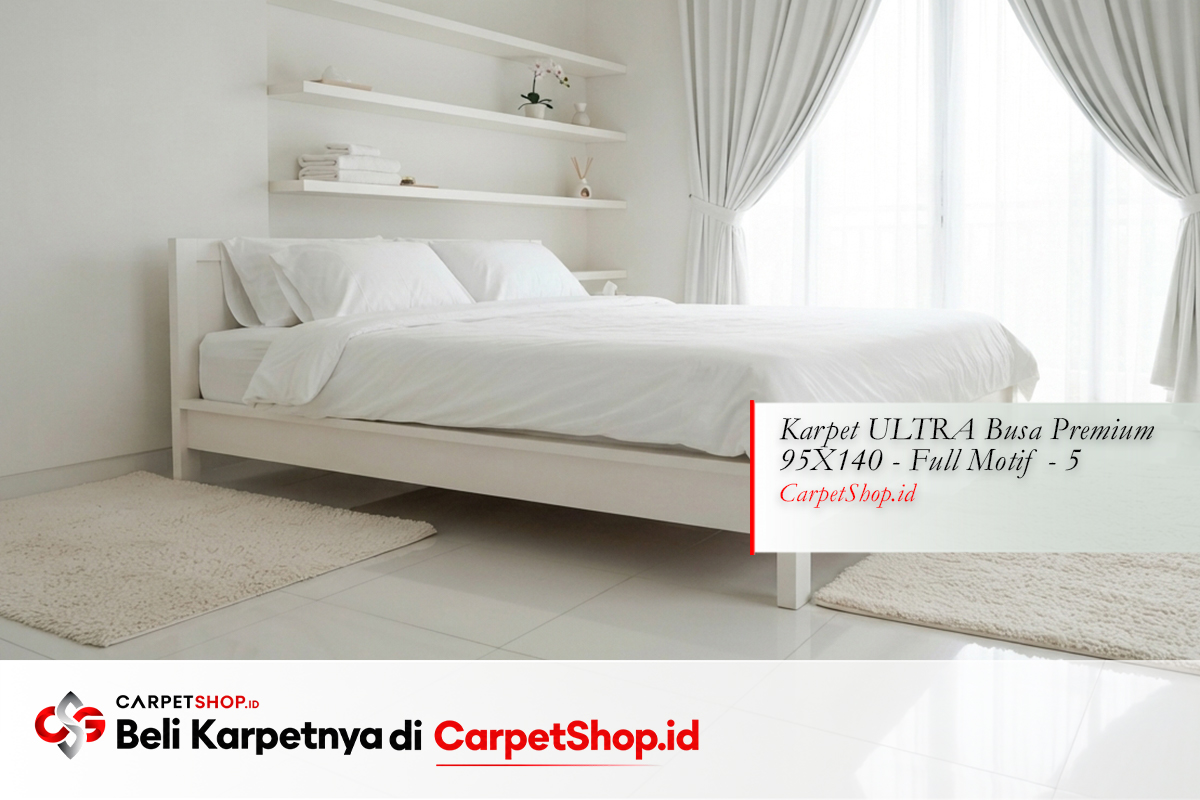 Karpet putih krem kamar tidur keramik putih dengan Karpet ULTRA Busa Premium 95X140 Full Motif 5