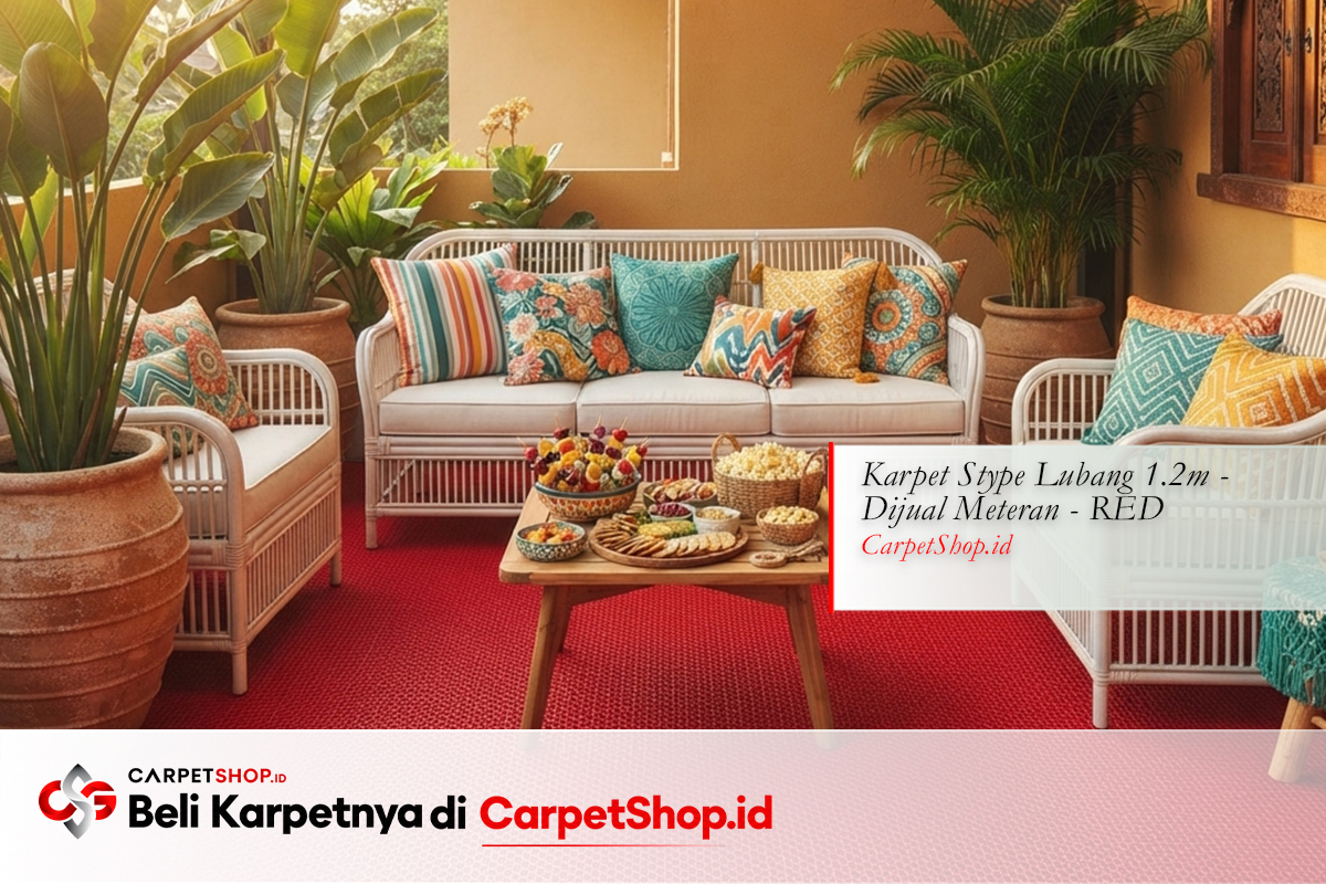 Area duduk outdoor teras karpet merah dengan Keset Stype Lubang 1.2m Red