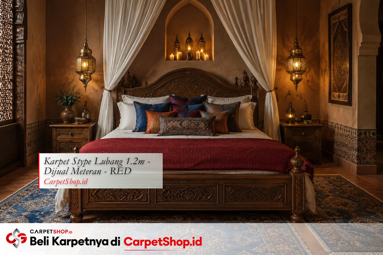 Sudut Maroko dengan Karpet Stype Lubang 1.2m Warna Red sebagai aksen