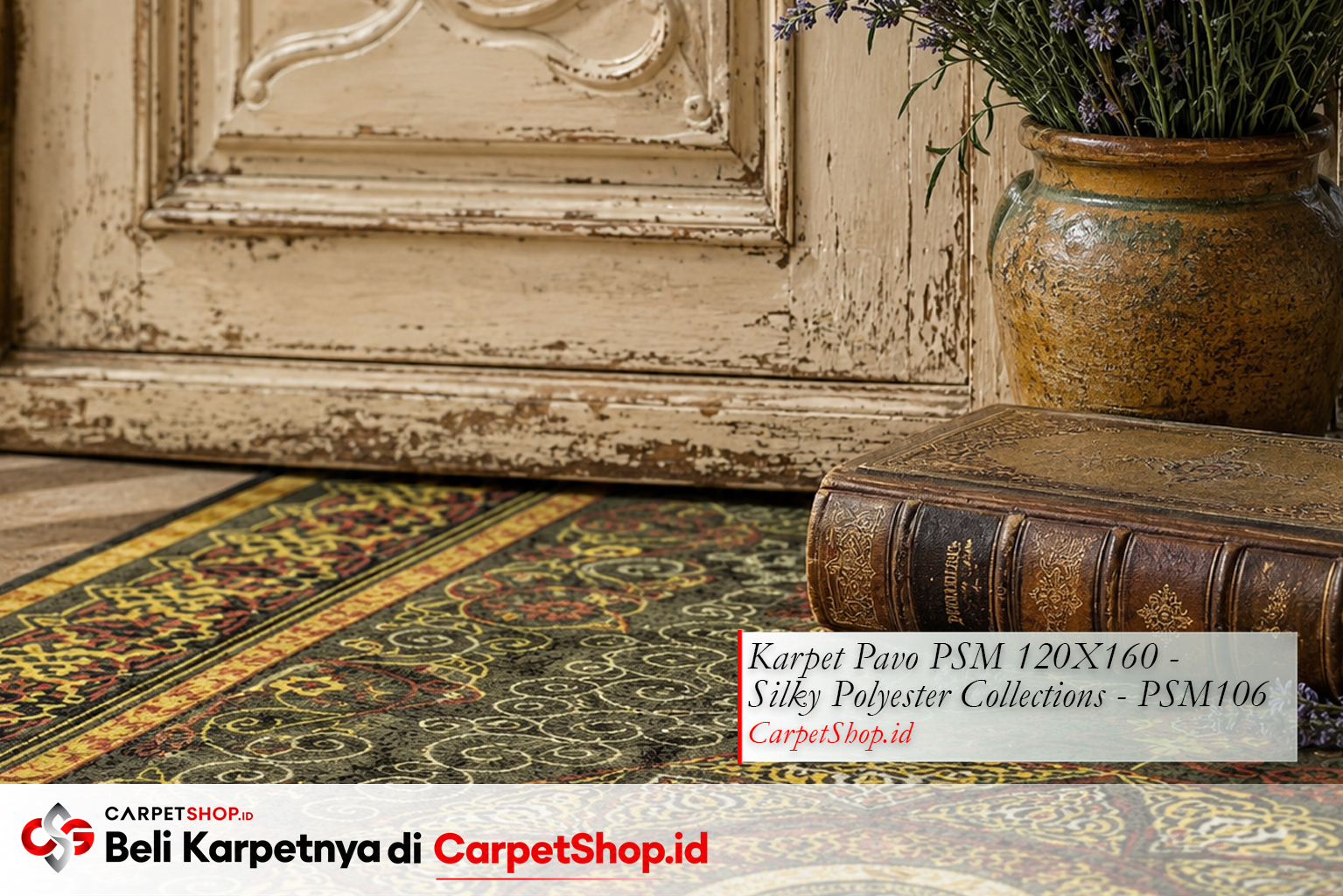 Detail elemen desain interior French Country dengan Karpet Pavo PSM 120X160 Silky Polyester PSM106