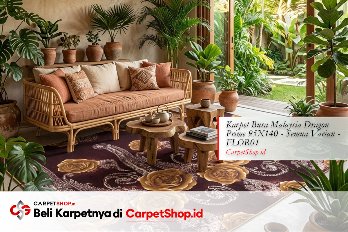 Villa aesthetic Bohemian karpet warm floral dengan Karpet Dragon Prime 95X140 FLOR01