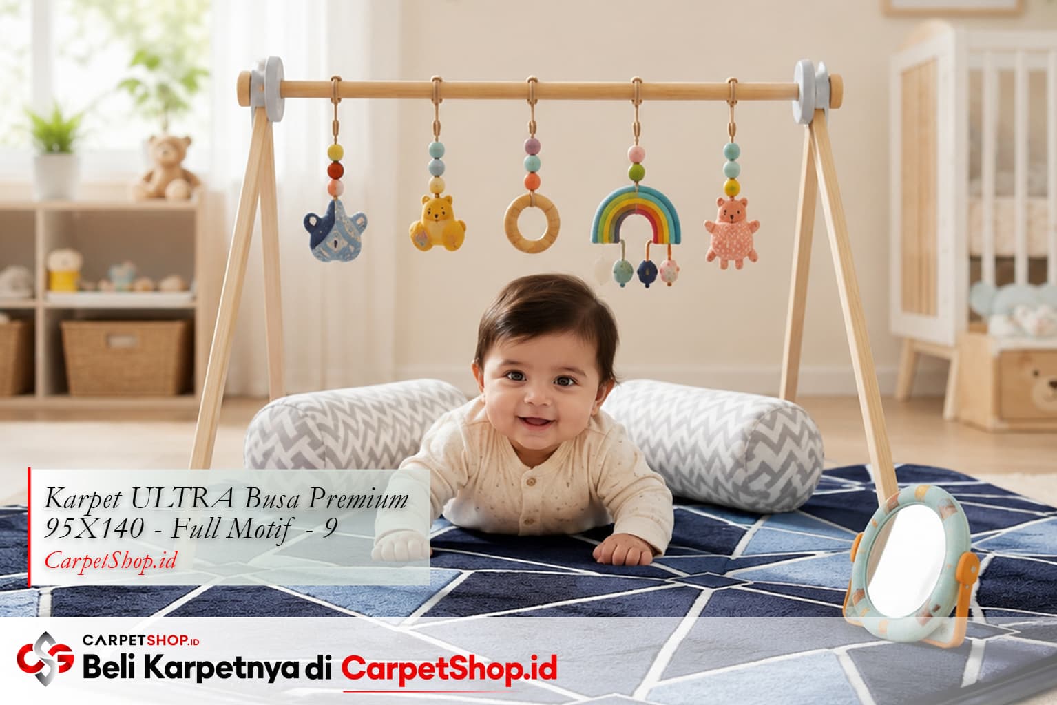Area bermain dan tummy time bayi dengan Karpet ULTRA Busa Premium 95X140 Full Motif 9 tebal