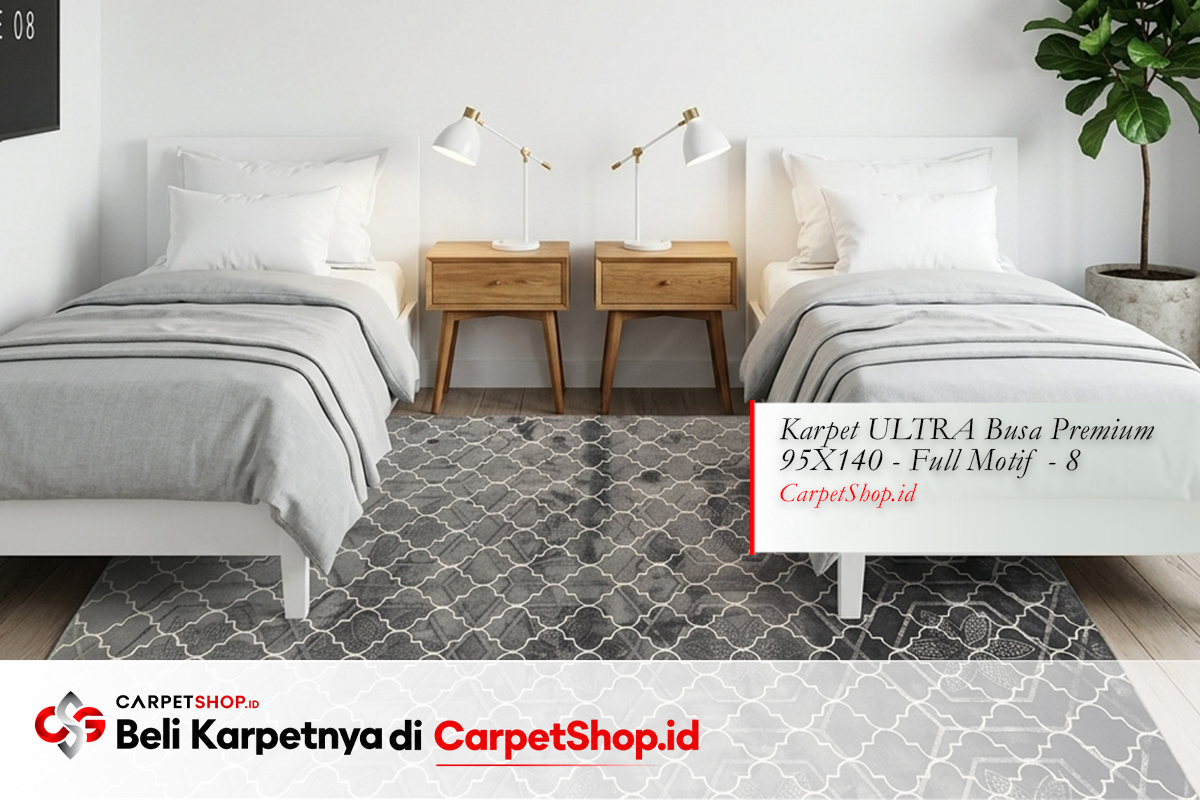 Kamar tidur anak kembar Skandinavia bersih dengan Karpet ULTRA Busa Premium 95X140 Full Motif 8