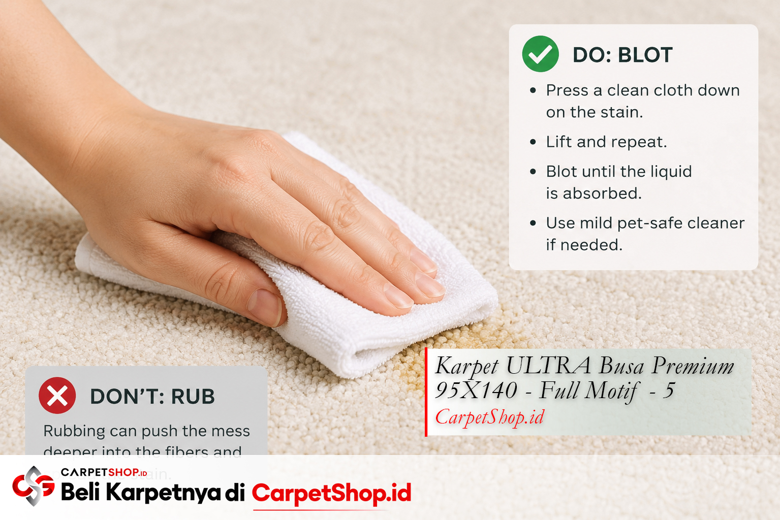 Cara membersihkan noda hewan peliharaan dari karpet -- Karpet ULTRA Busa Premium 95X140 Full Motif 5