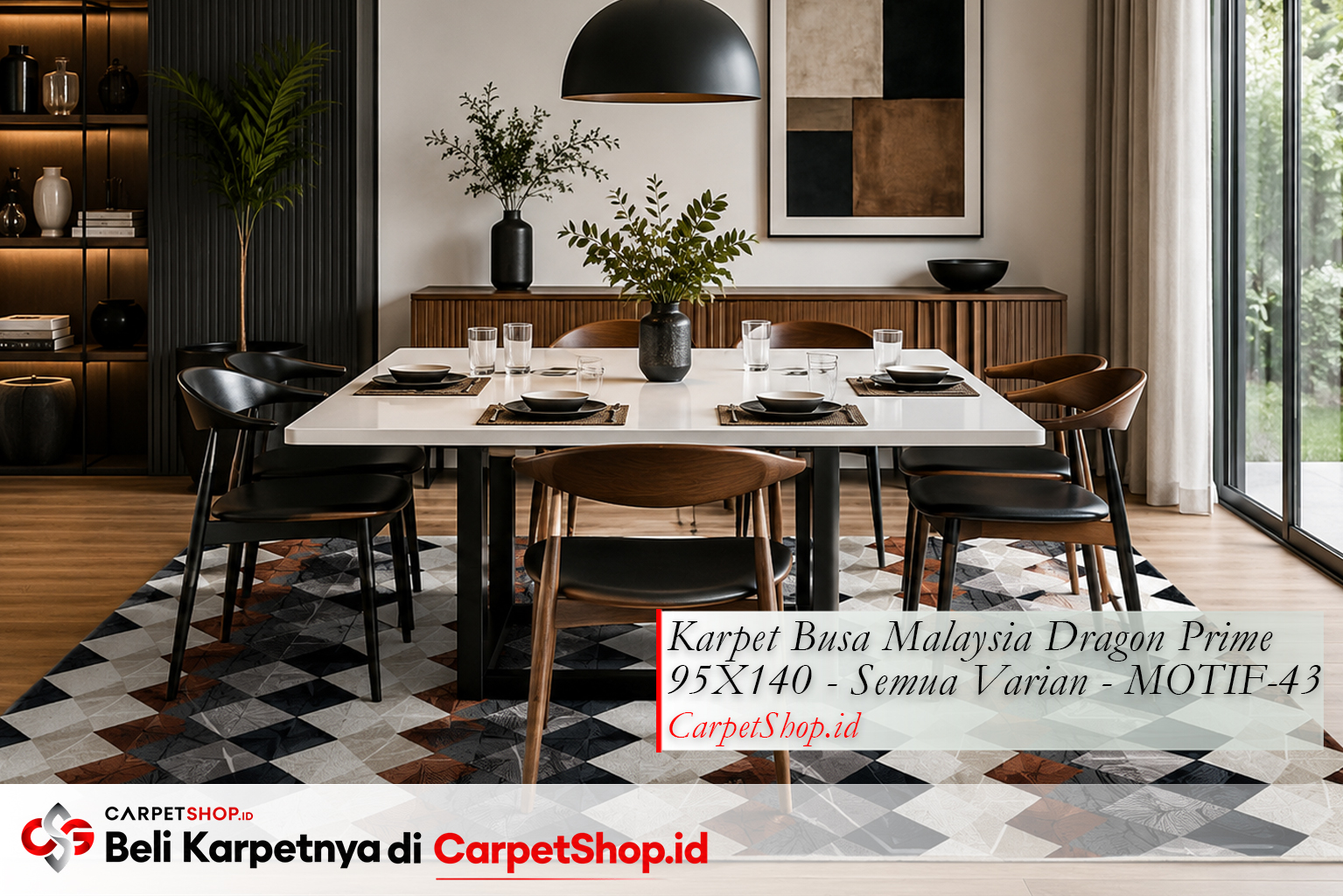 Karpet geometrik diagonal untuk ruang makan, Karpet Dragon Prime 95X140 MOTIF-43