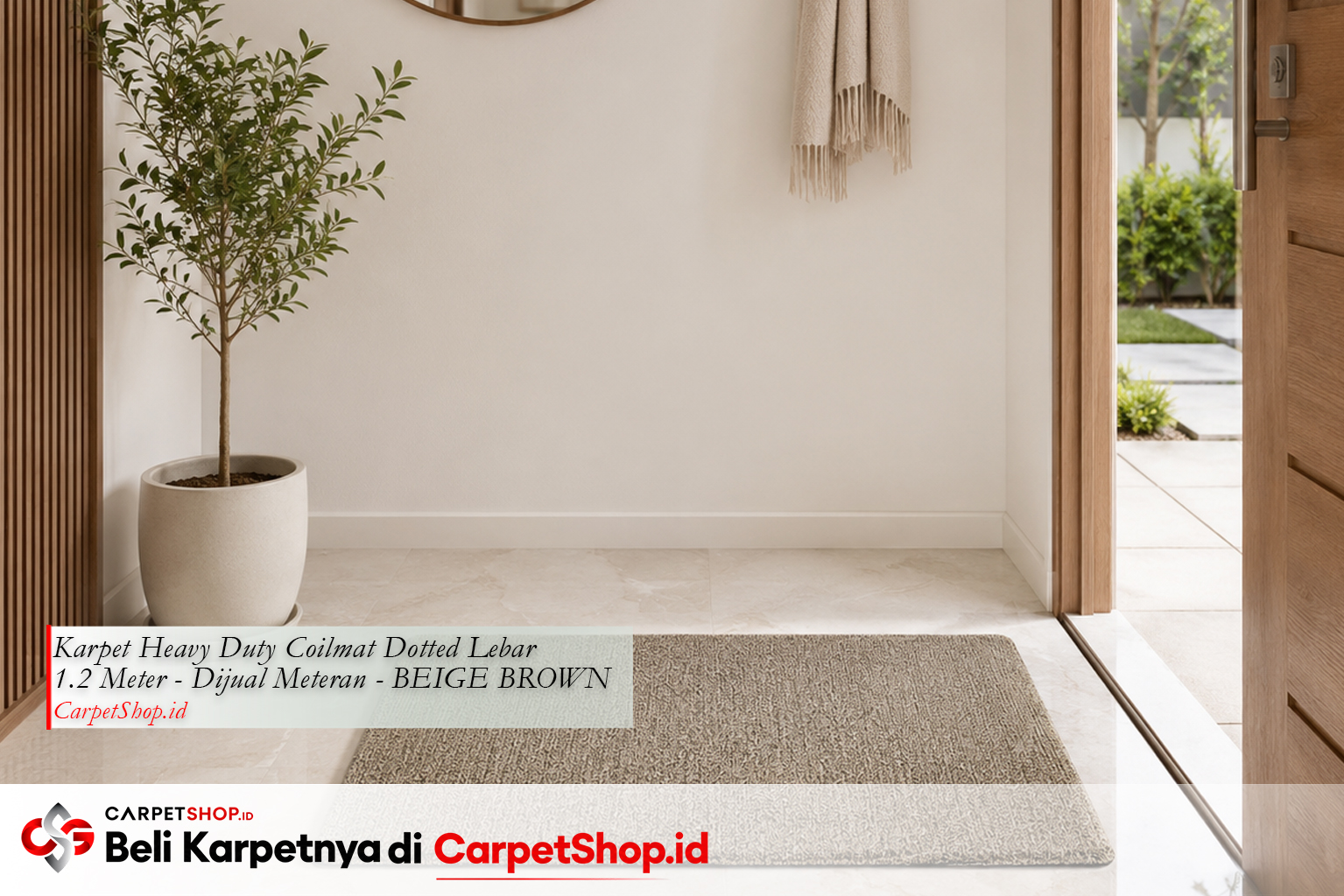 Keset warna beige krem untuk foyer, Karpet Heavy Duty Coilmat Beige Brown