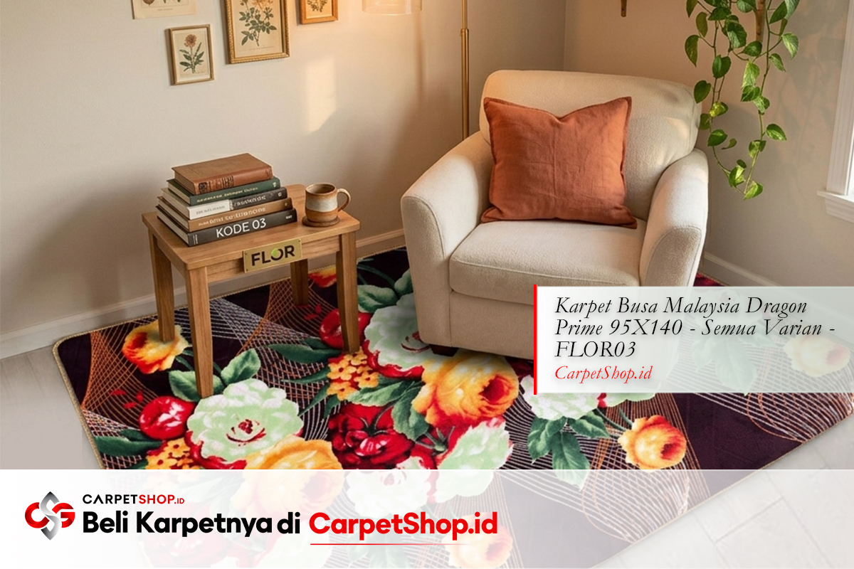 Karpet warna oranye hangat untuk sudut baca dengan Karpet Dragon Prime 95X140 FLOR03