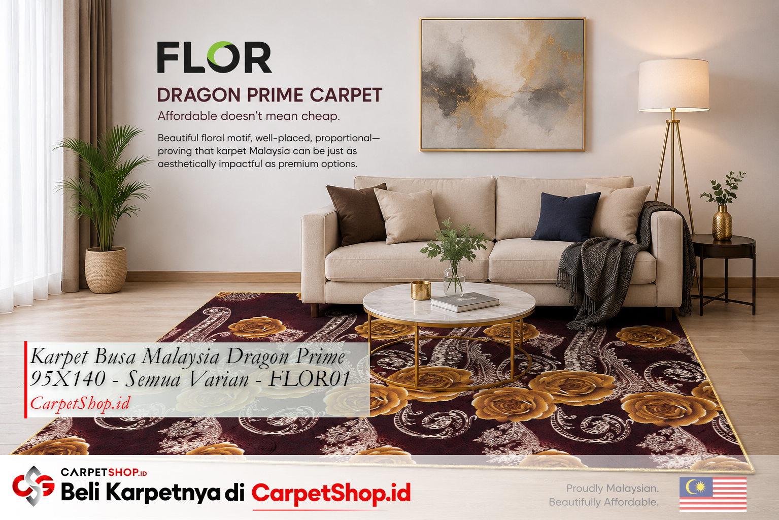 Value for money karpet Malaysia — Karpet Dragon Prime 95X140 FLOR01 terjangkau tapi estetik
