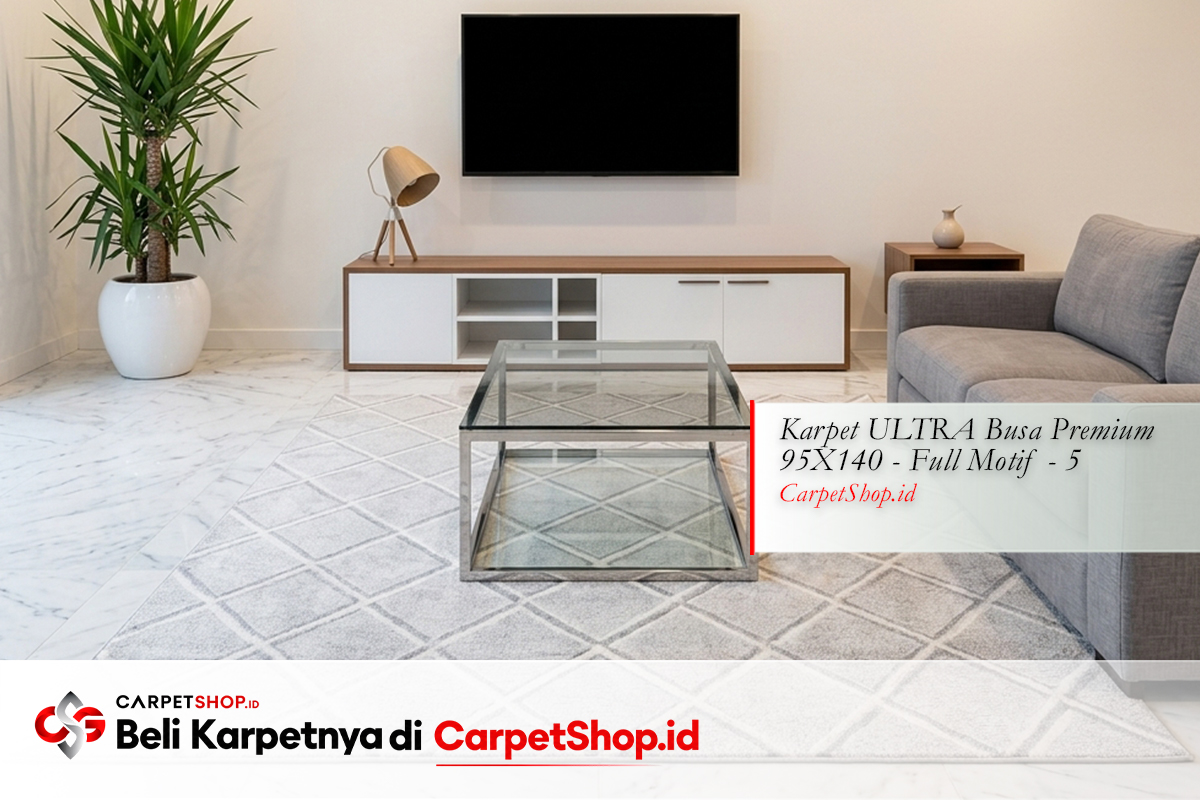 Karpet geometric abu di lantai marmer dengan Karpet ULTRA Busa Premium 95X140 Full Motif 8