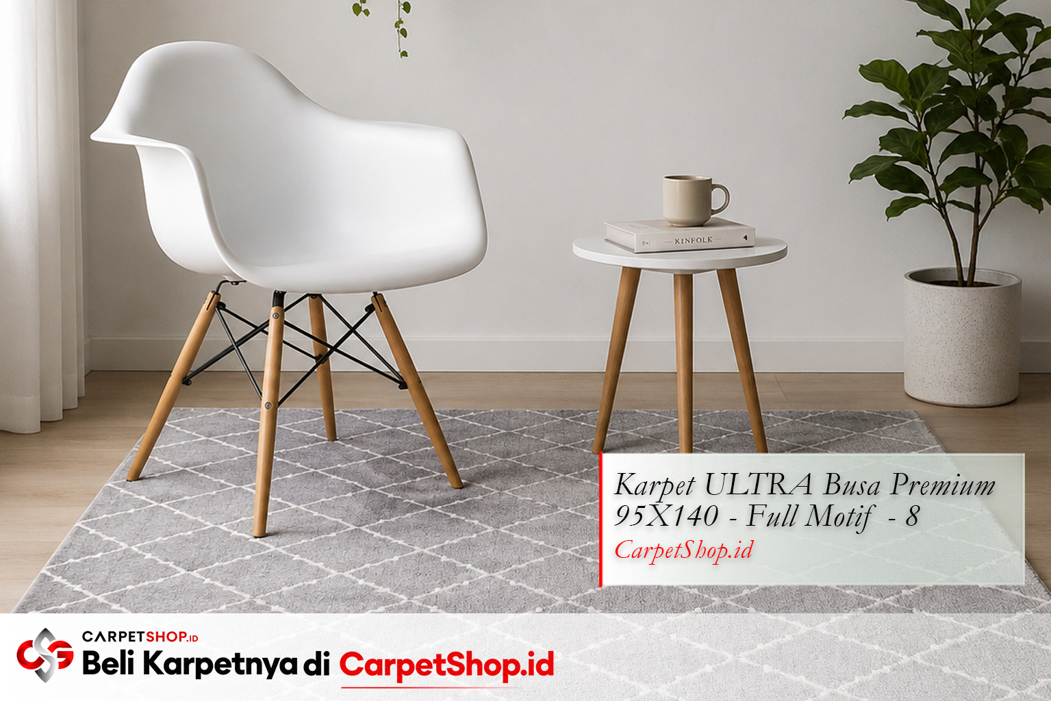 Ruang baca minimalis modern dengan Karpet ULTRA Busa Premium 95X140 Full Motif 8