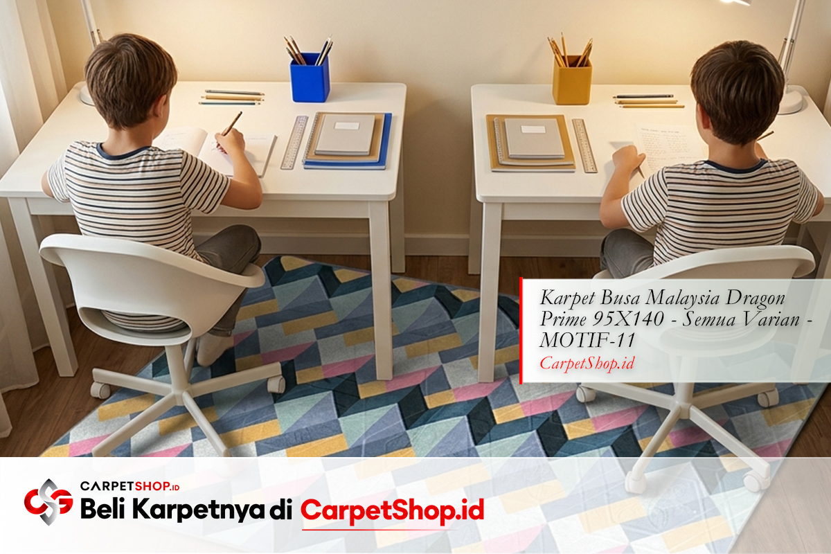 Area belajar kamar kembar dengan karpet geometric dengan Karpet Dragon Prime 95X140 MOTIF-11