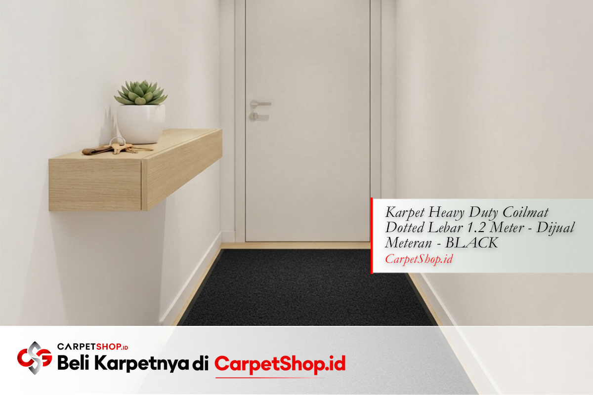 Foyer Jakarta keset hitam tegas dengan Karpet Heavy Duty Coilmat Dotted Black