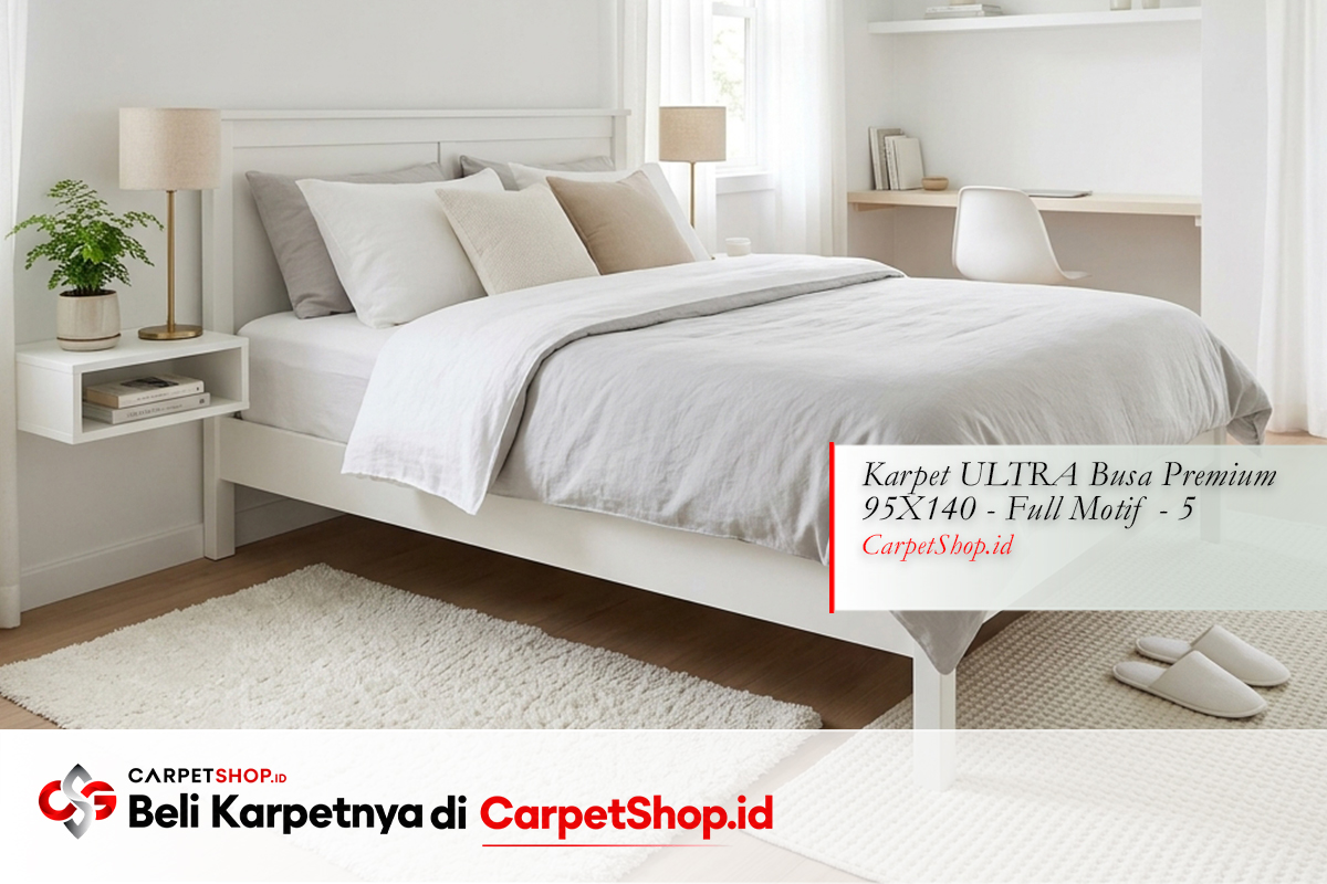 Kamar tidur 4x4 Korean aesthetic karpet putih dengan Karpet ULTRA Busa Premium 95X140 Full Motif 5
