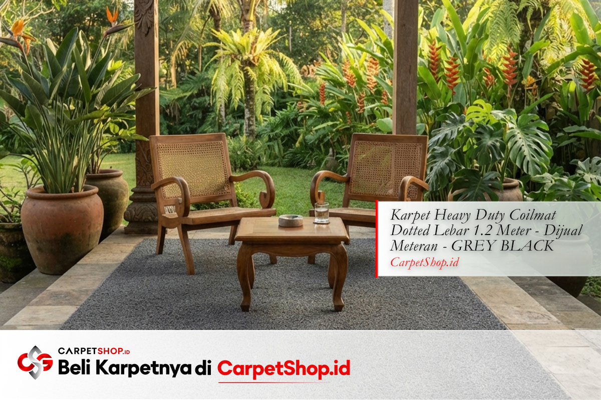 Teras outdoor material khusus karpet coilmat dengan Karpet Heavy Duty Coilmat Dotted Grey Black