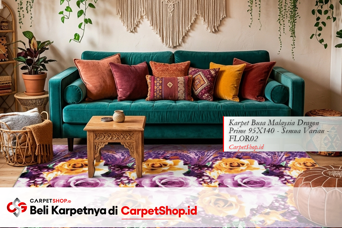 Karpet floral bold cocok untuk sofa hijau Bohemian dengan Karpet Dragon Prime 95X140 FLOR02