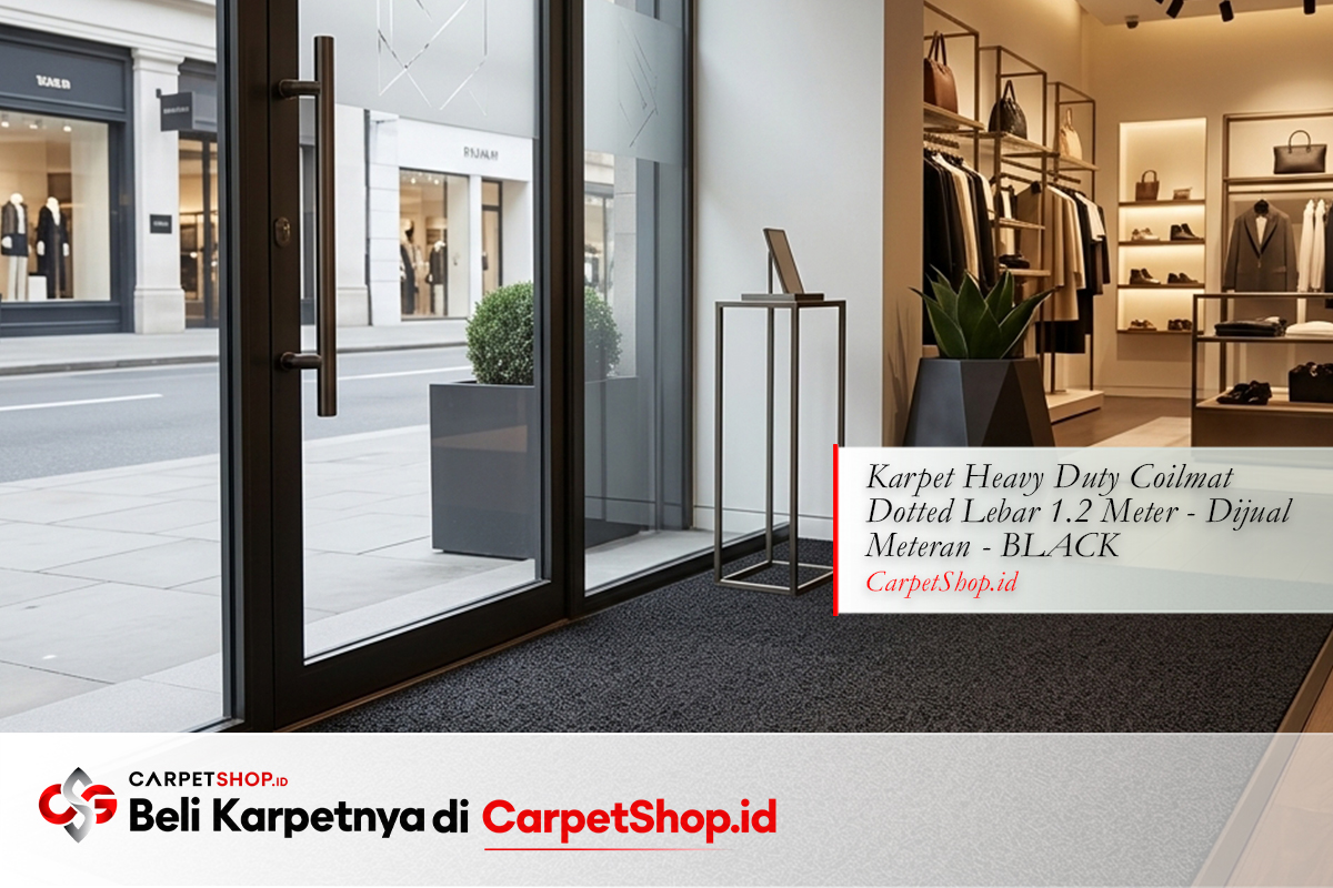 Pintu masuk toko keset heavy duty hitam dengan Karpet Heavy Duty Coilmat Dotted Black