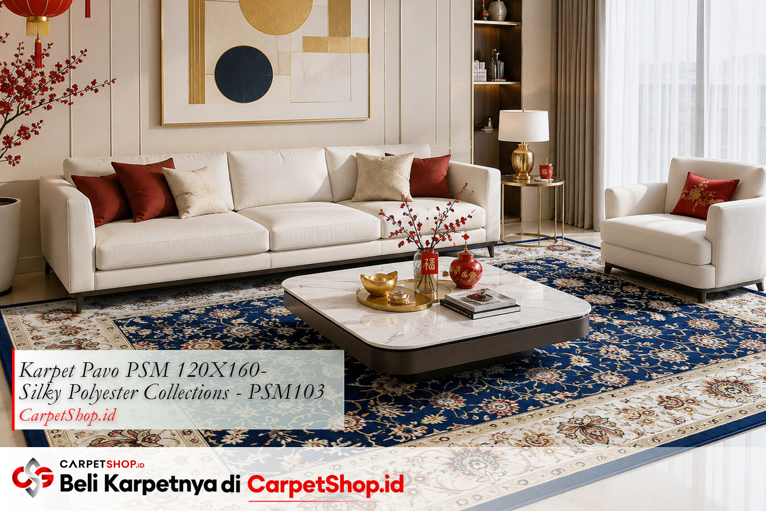 Dekorasi Imlek modern kontemporer dengan Karpet Pavo PSM 120X160 Silky Polyester PSM103