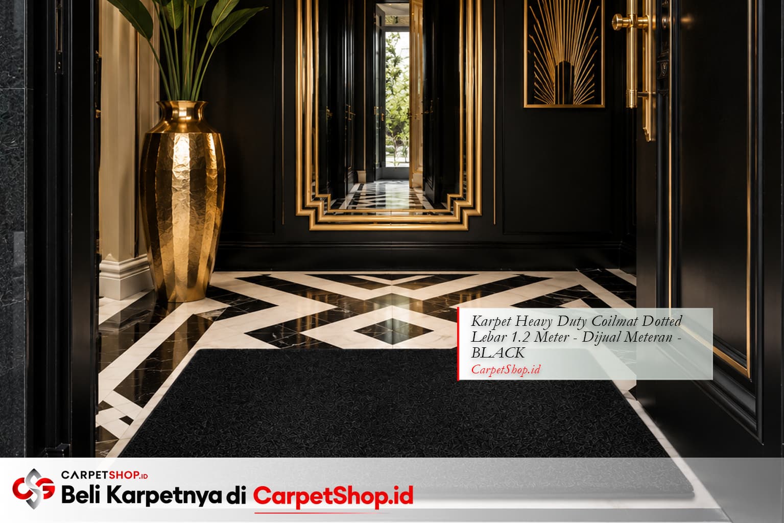 Foyer Art Deco elegan dengan Karpet Heavy Duty Coilmat Dotted Black Produk: Karpet Heavy Duty Coilmat Dotted 1.2m - Black