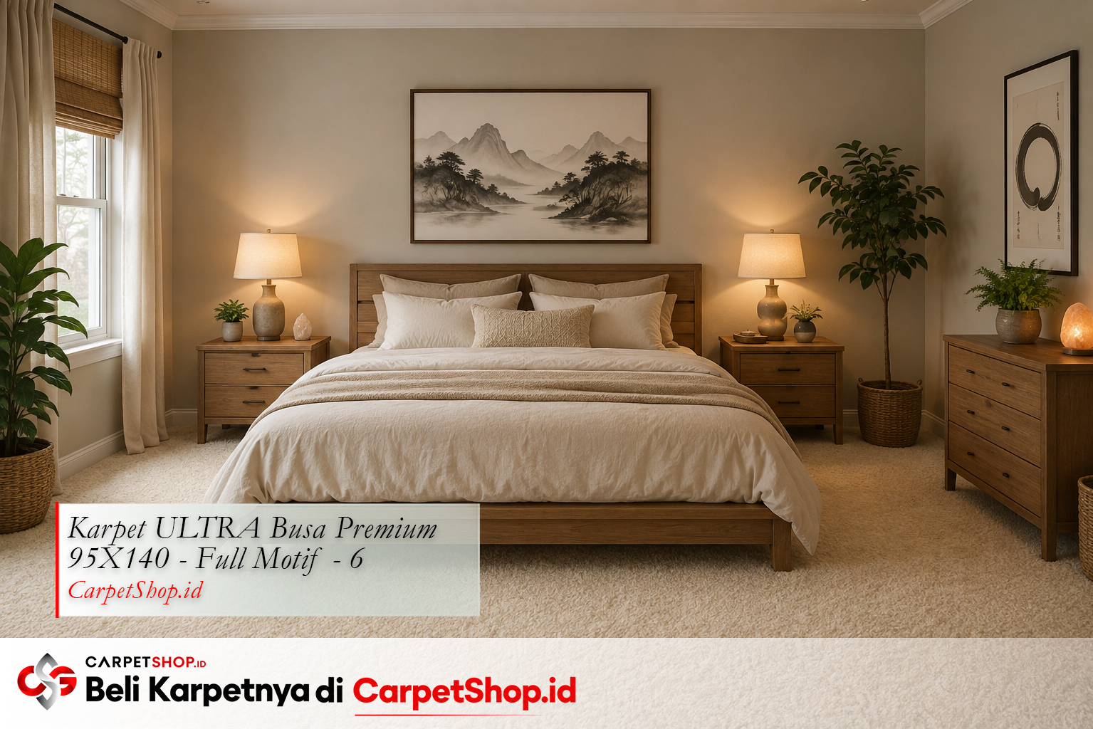 Feng shui karpet earth tone ruang keluarga harmoni — Karpet ULTRA Busa Premium 95X140 Full Motif 6