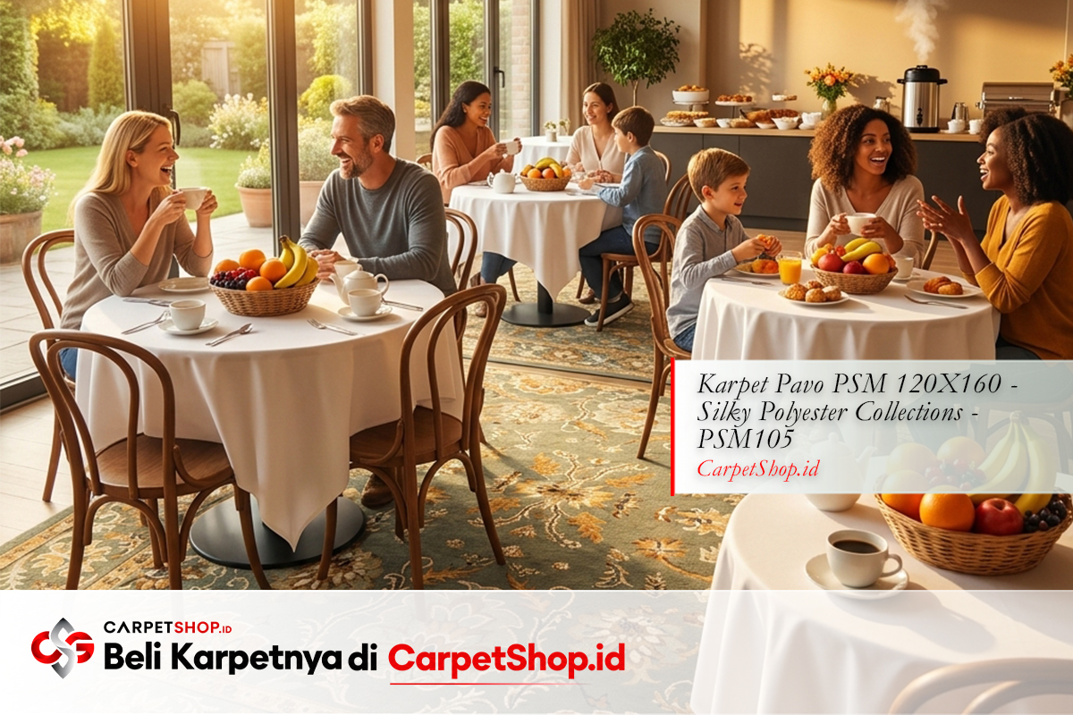 Area breakfast hotel karpet sage elegan dengan Karpet Pavo PSM 120X160 Silky Polyester PSM105