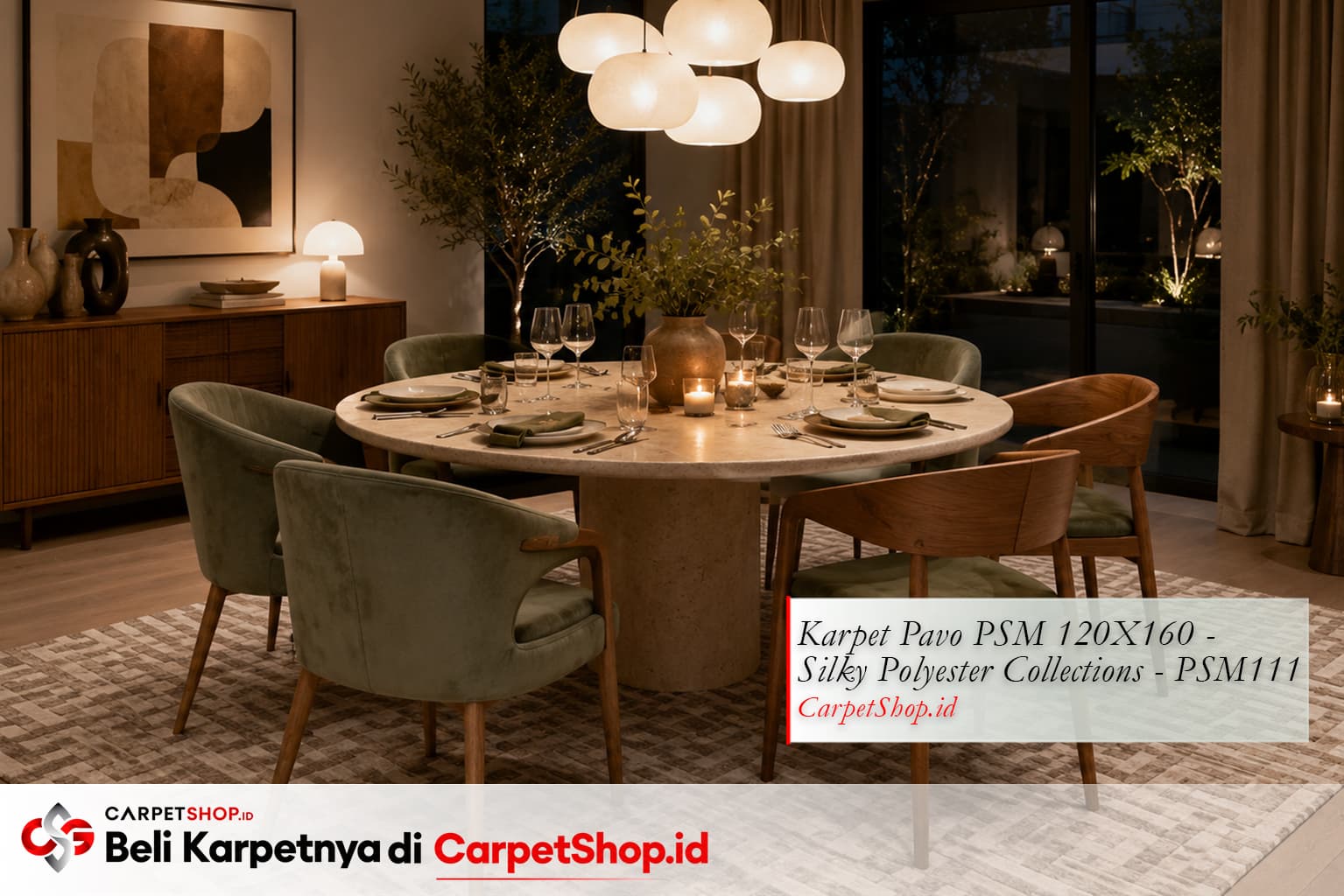 Ruang makan contemporary 2026 dengan Karpet Pavo PSM 120X160 Silky Polyester PSM111