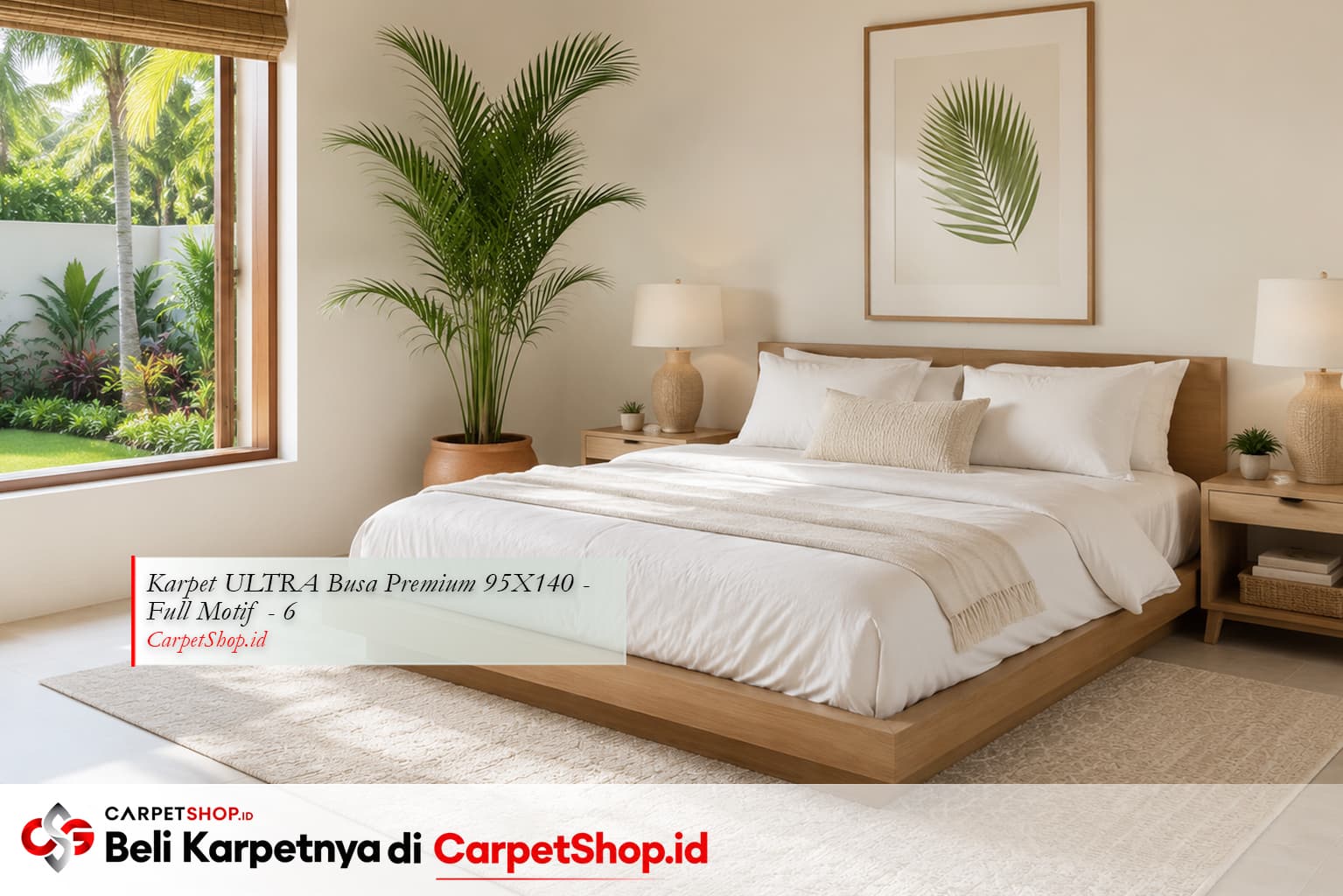 Kamar tidur tropis modern sejuk dengan Karpet ULTRA Busa Premium 95X140 Full Motif 6