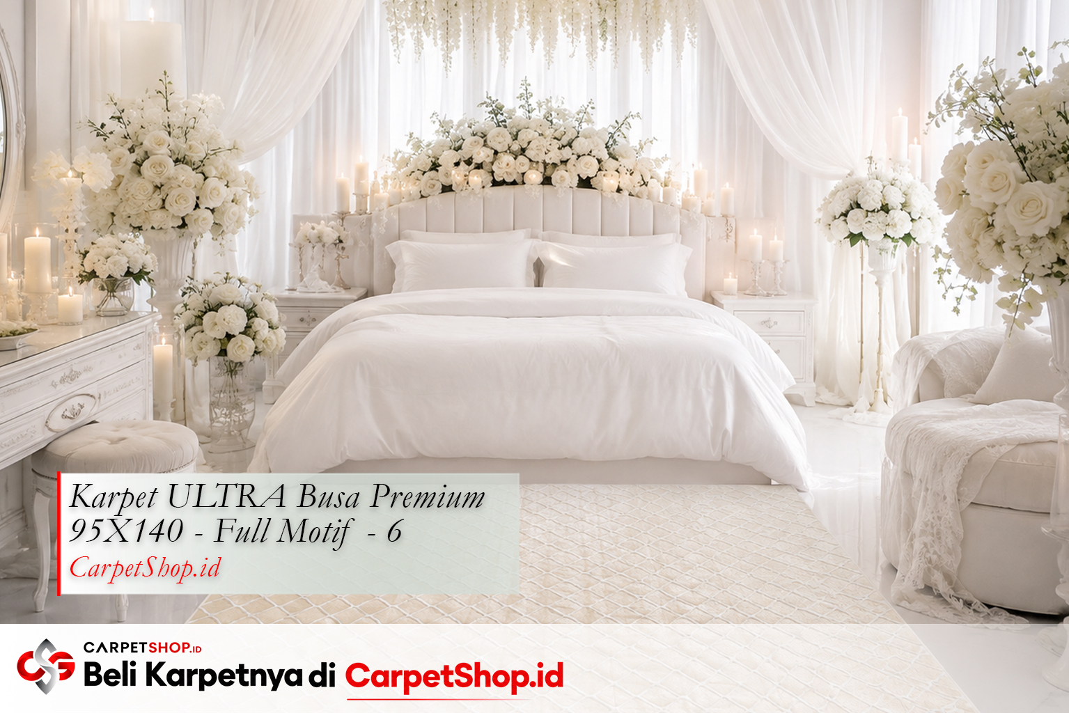 Kamar pengantin all white pure -- Karpet ULTRA Busa Premium 95X140 Full Motif 6 cream