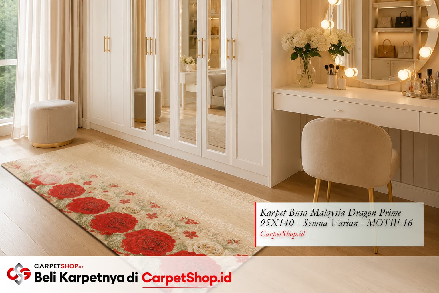 Area dressing kamar tidur dengan Karpet Dragon Prime 95X140 MOTIF-16