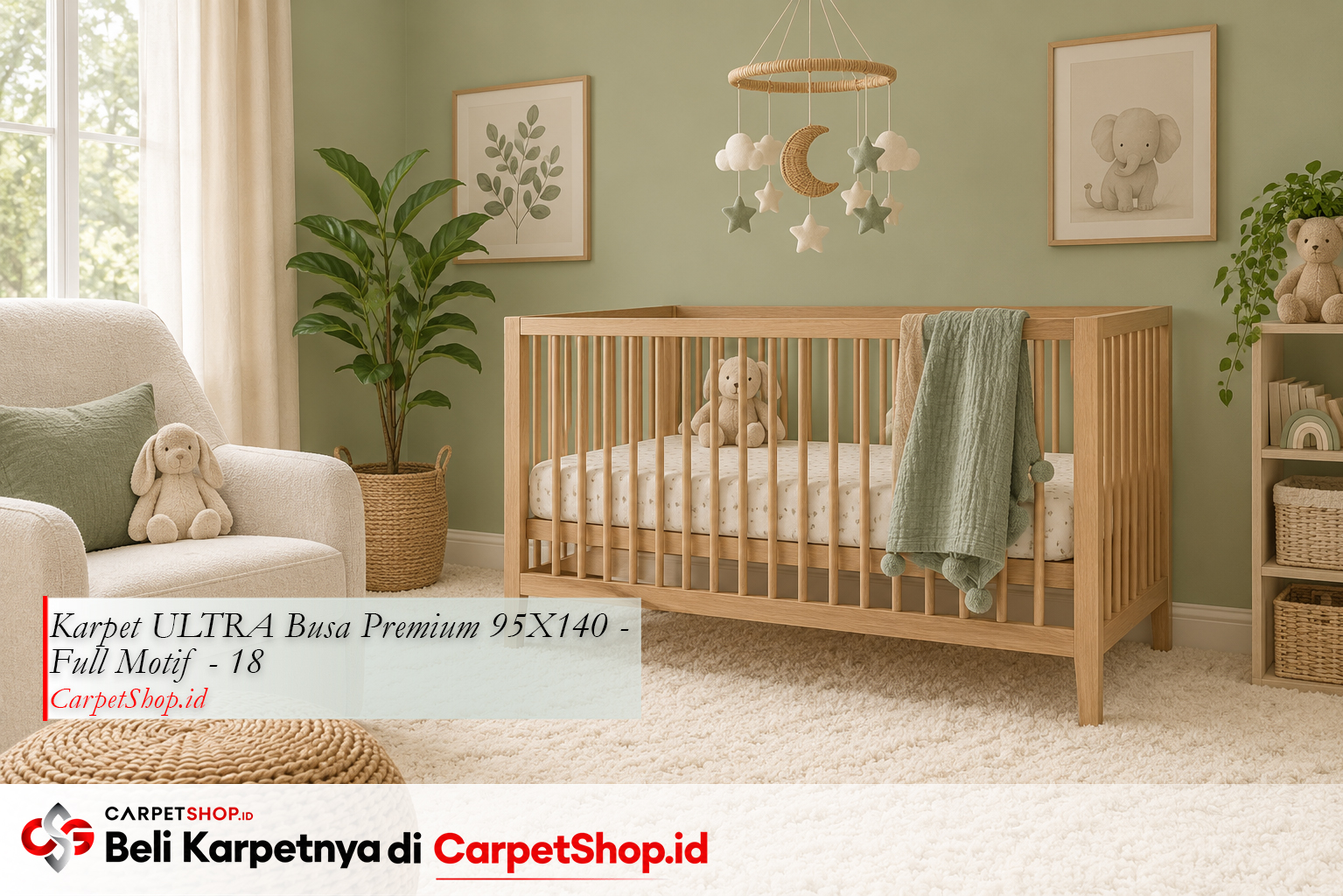 Karpet warna krem lembut untuk kamar bayi, Karpet ULTRA Busa Premium 95X140 Full Motif 18