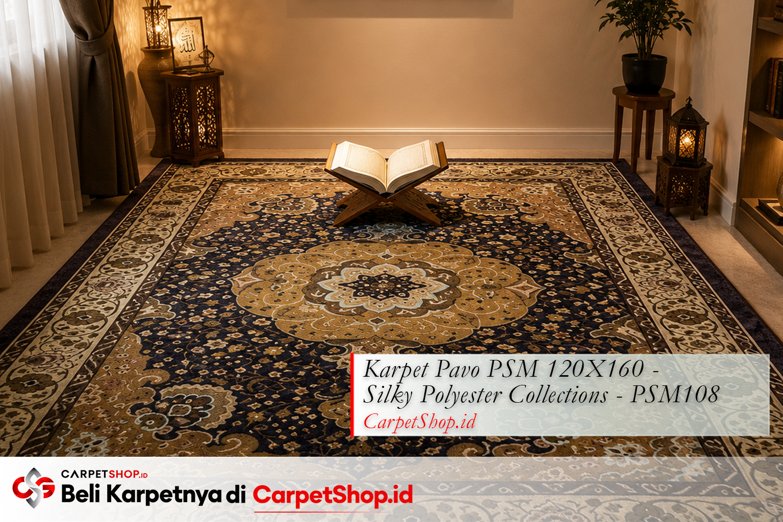 Karpet warna navy untuk mushola, Karpet Pavo PSM 120X160 Silky Polyester PSM108