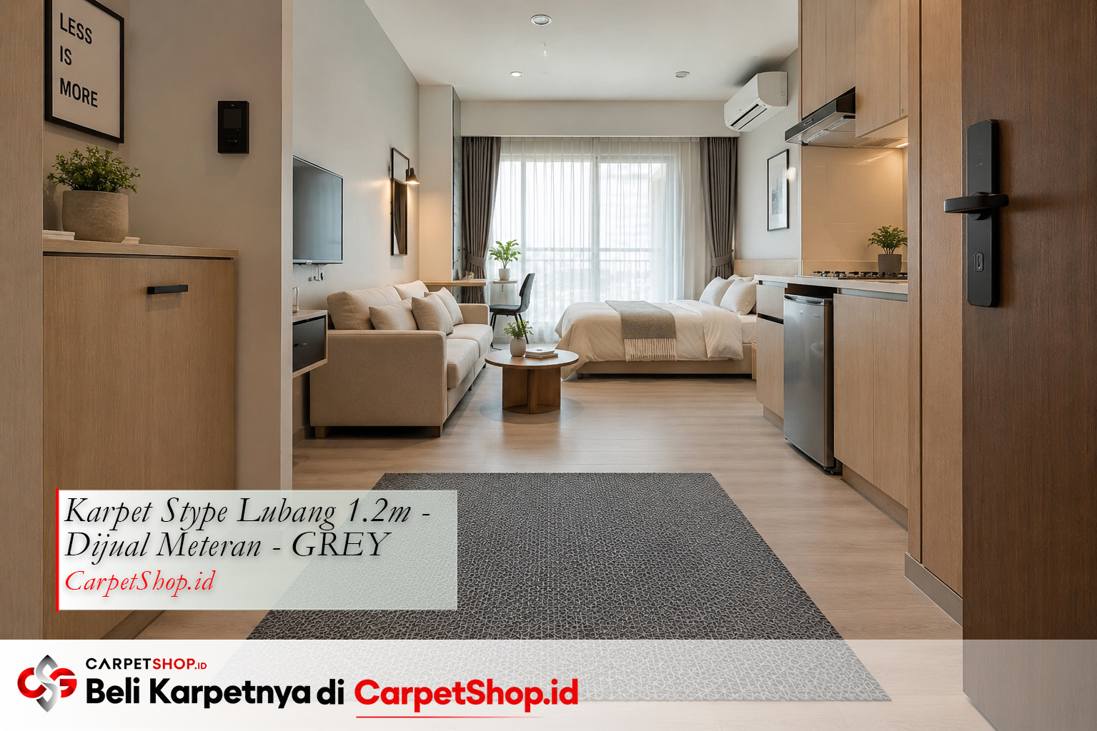 Keset minimal untuk studio apartment kecil -- Karpet Stype Lubang 1.2m Warna Grey