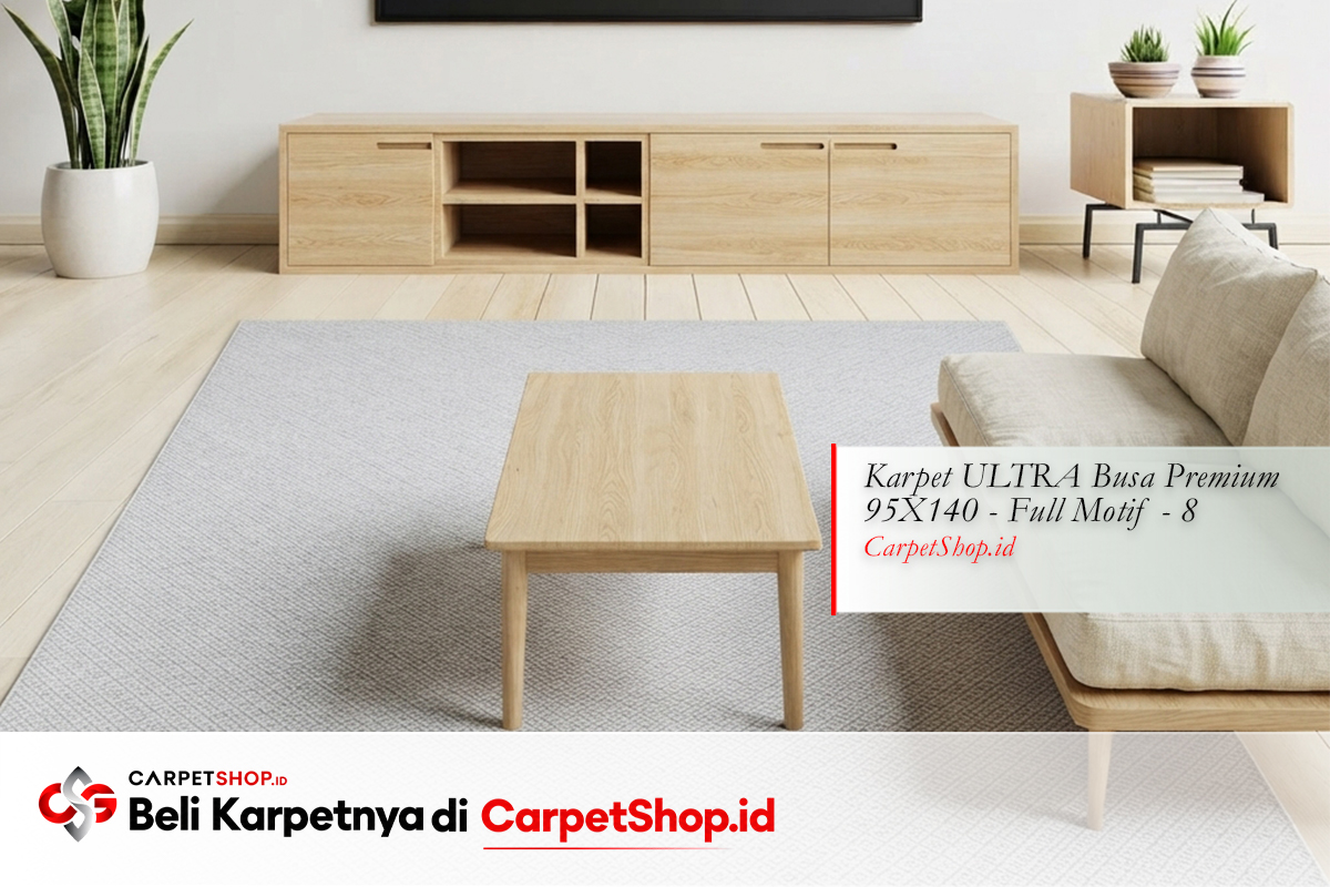 Furnitur light oak dengan karpet geometric abu modern dengan Karpet ULTRA Busa Premium 95X140 Full Motif 8