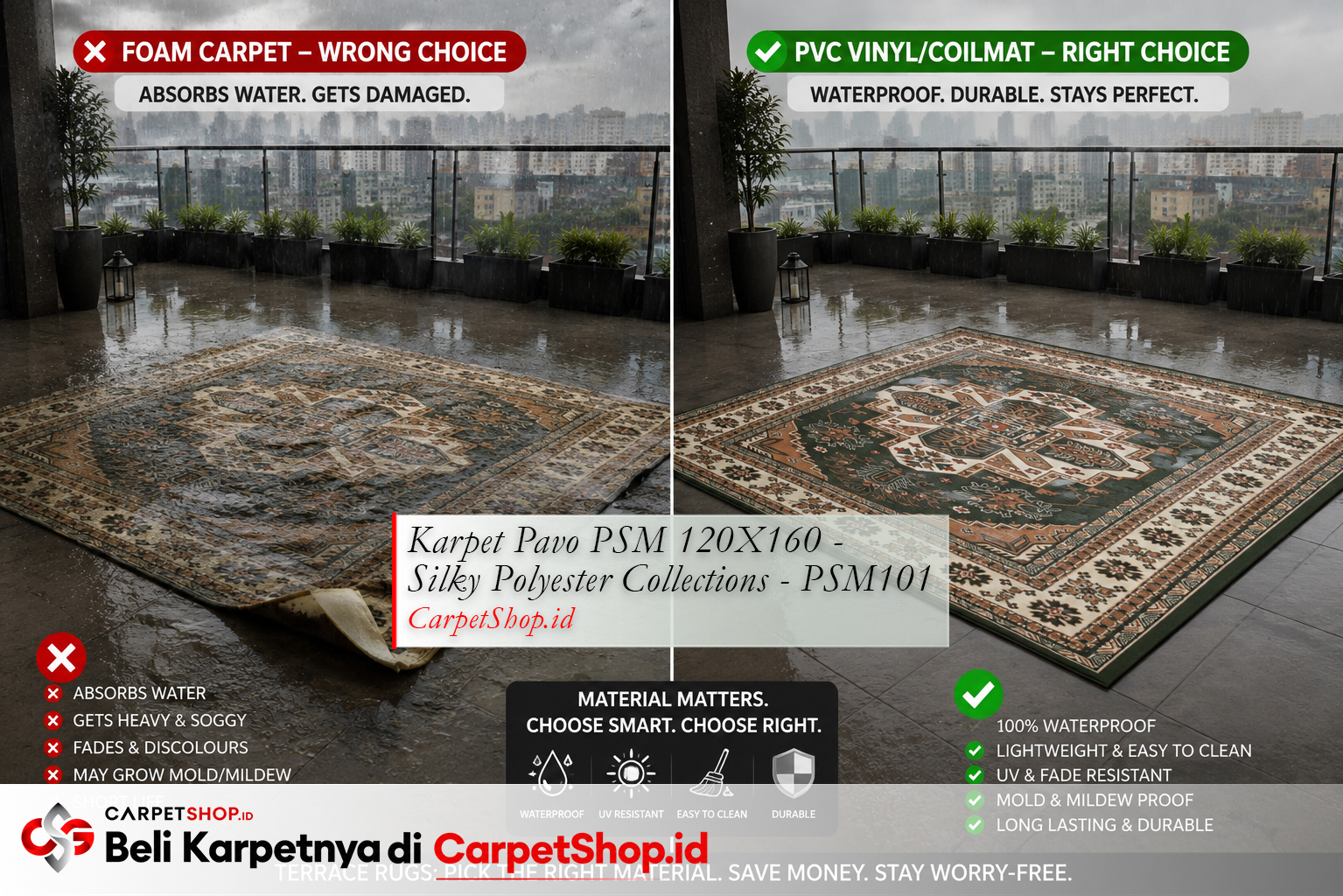 Kesalahan memilih material karpet -- pilih material tepat seperti Karpet Pavo PSM 120X160 PSM101